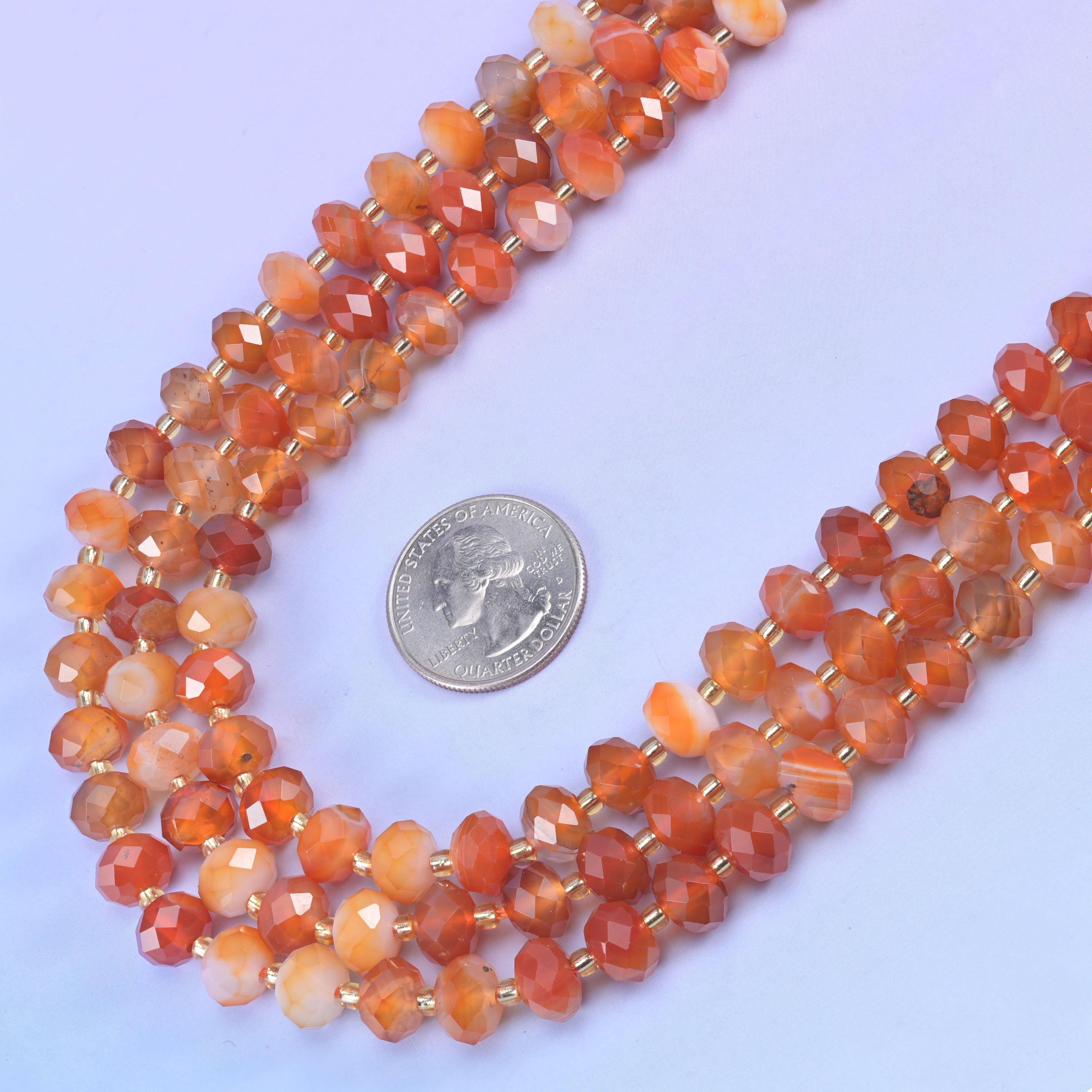 Dyed Red Strip Agate Faceted Rondelle Beads Size 6x10mm Jewelry Making 15.5 Inch Strand