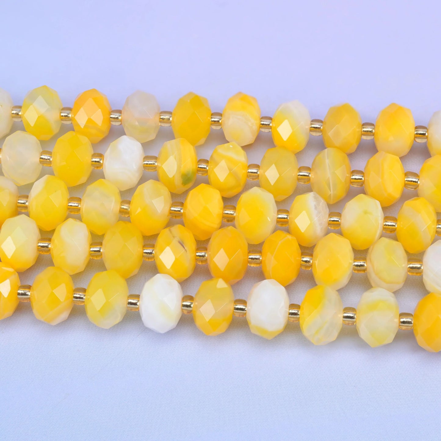 Dyed Yellow Strip Agate Faceted Rondelle Beads Size 6x10mm Jewelry Making 15.5 Inches Per Strand