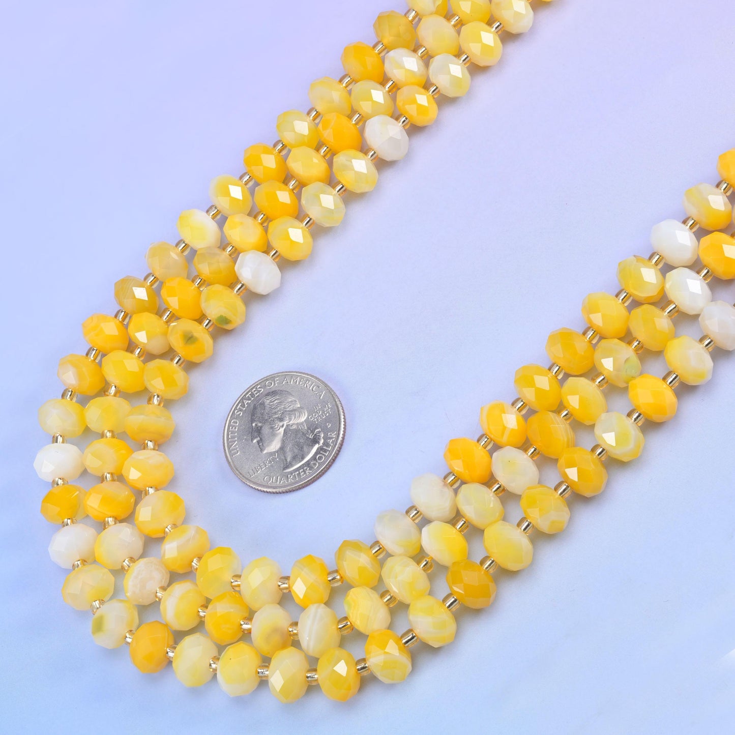 Dyed Yellow Strip Agate Faceted Rondelle Beads Size 6x10mm Jewelry Making 15.5 Inches Per Strand