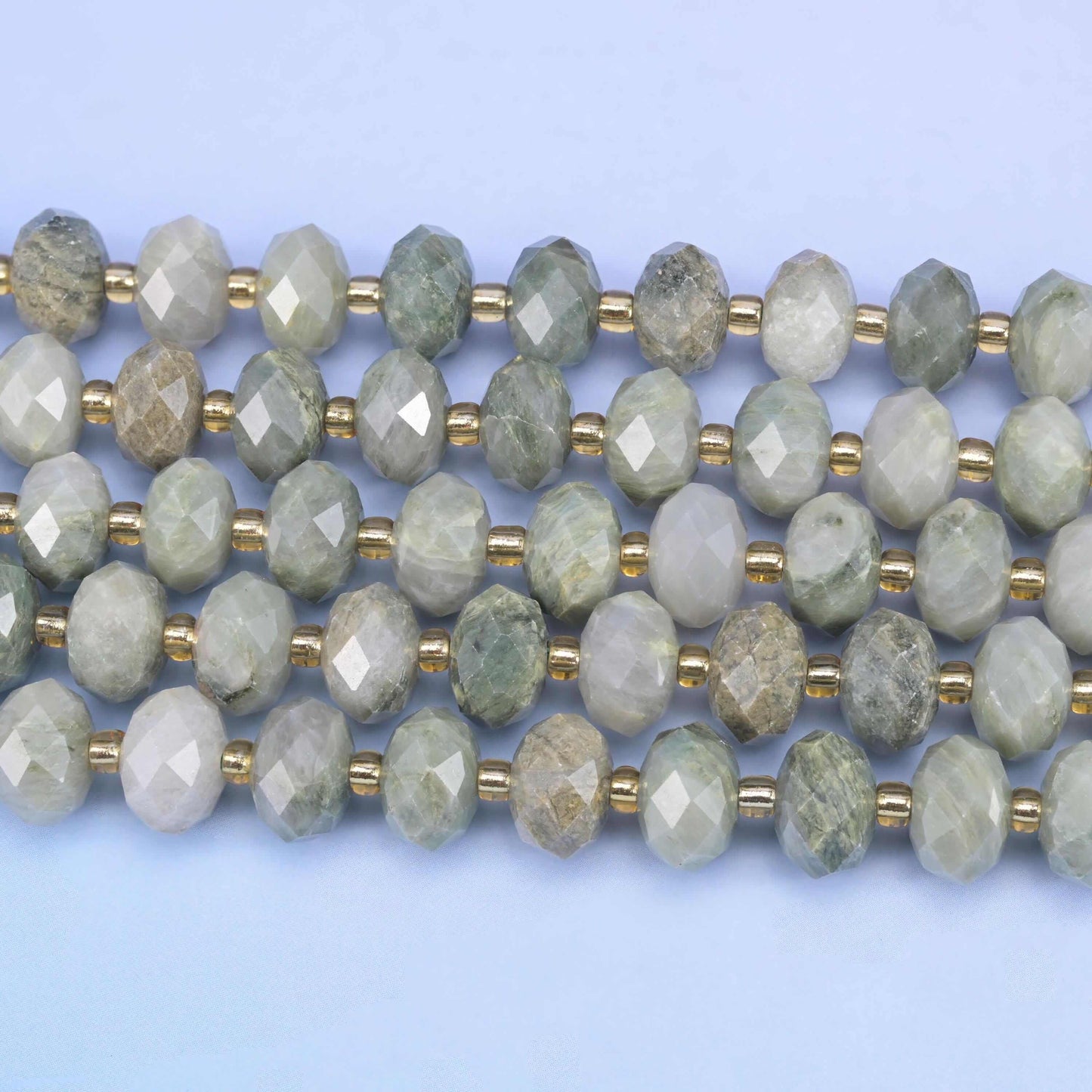 Green Rabbit Fur Quartz Faceted Rondelle Beads Size 6x10mm Jewelry Making 15.5 Inch Strand