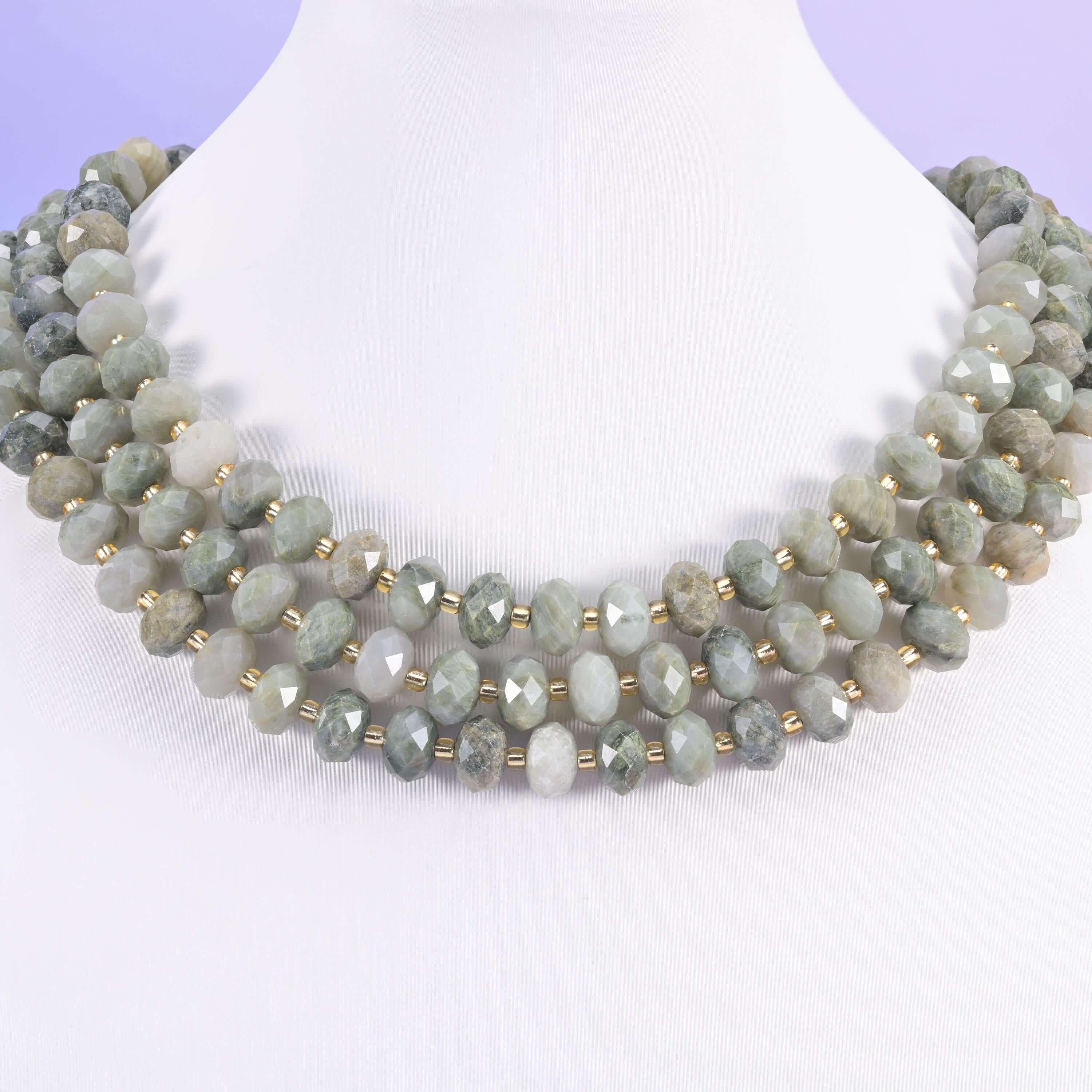 Green Rabbit Fur Quartz Faceted Rondelle Beads Size 6x10mm Jewelry Making 15.5 Inch Strand