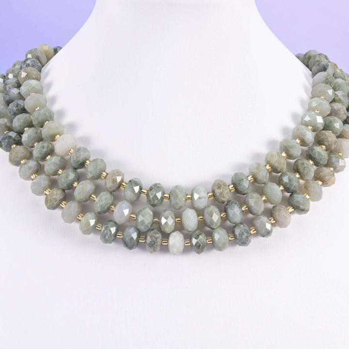 Green Rabbit Fur Quartz Faceted Rondelle Beads Size 6x10mm Jewelry Making 15.5 Inch Strand