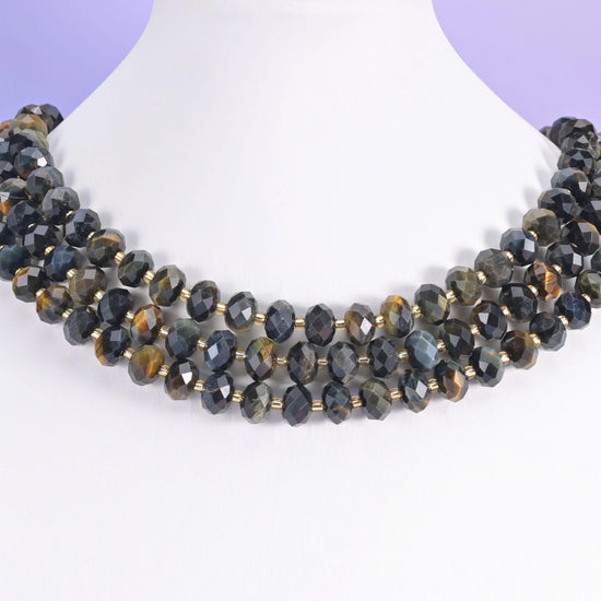 Iron Tiger Eye Faceted Rondelle Beads, Size 6x10mm, Jewelry Making, 15.5 Inch Strand