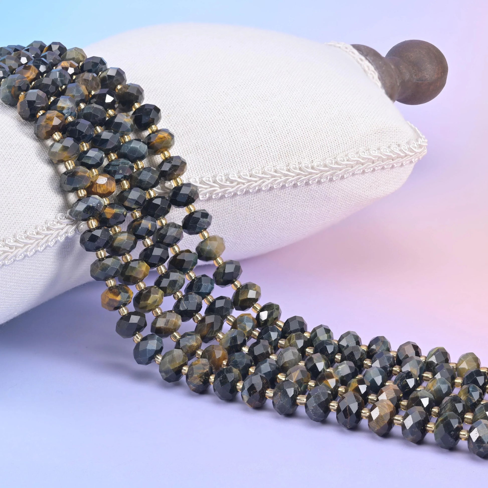 Iron Tiger Eye Faceted Rondelle Beads, Size 6x10mm, Jewelry Making, 15.5 Inch Strand