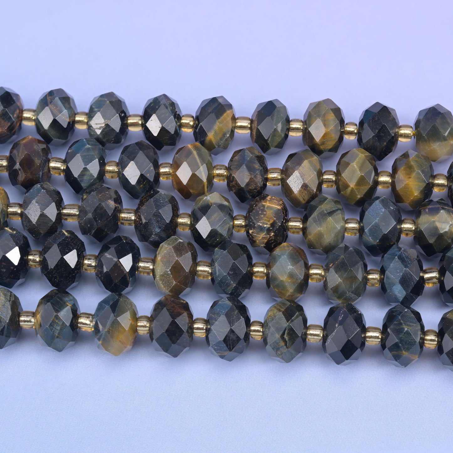 Iron Tiger Eye Faceted Rondelle Beads, Size 6x10mm, Jewelry Making, 15.5 Inch Strand