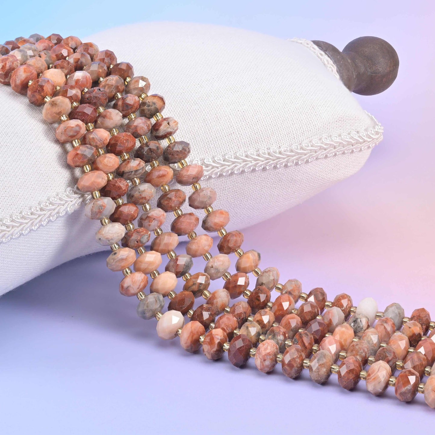 Red Crazy Agate Faceted Rondelle Beads Size 6x10mm Jewelry Making 15.5 Inch Strand