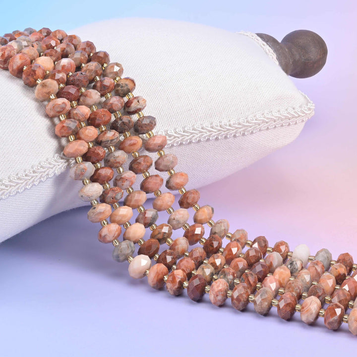 Red Crazy Agate Faceted Rondelle Beads Size 6x10mm Jewelry Making 15.5 Inch Strand