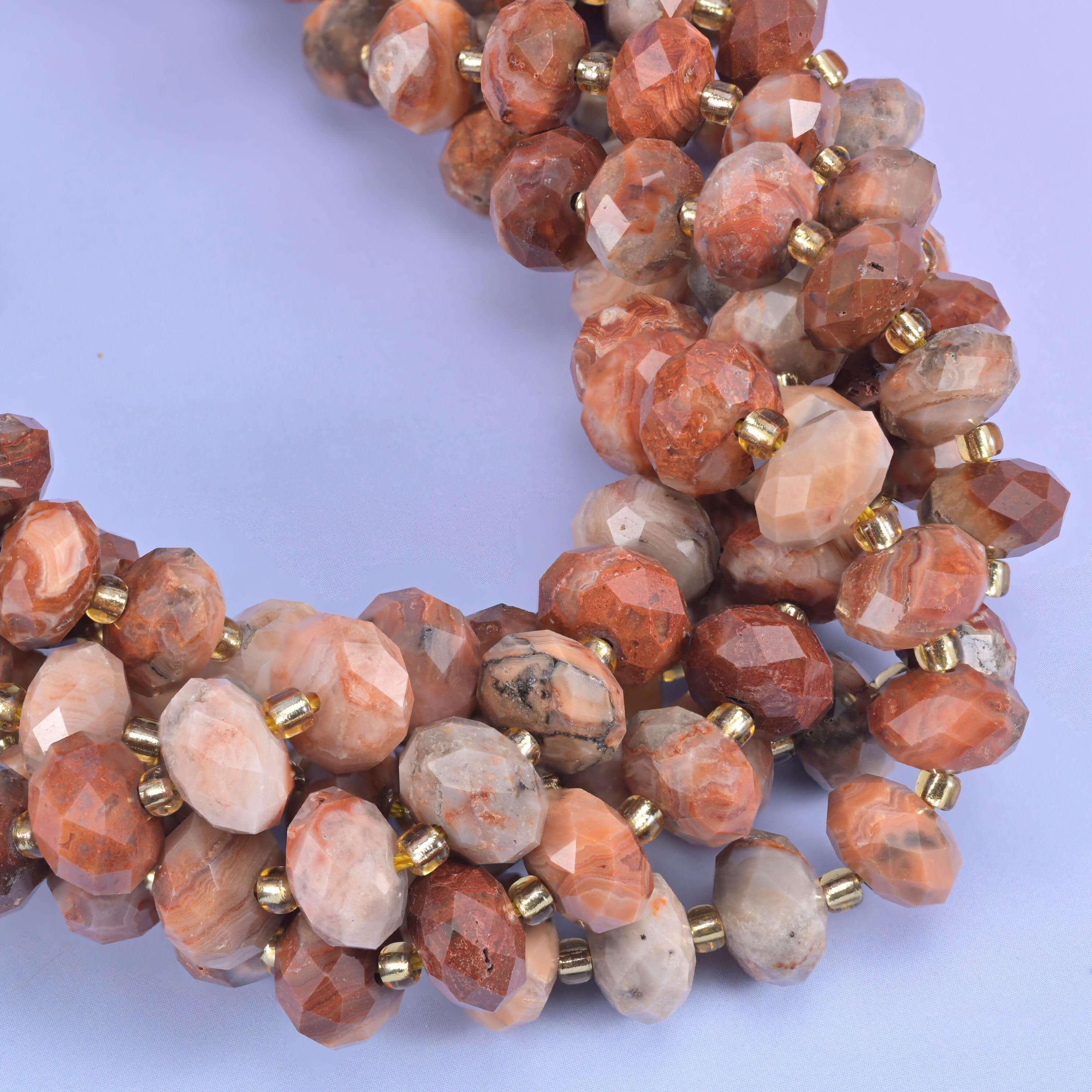 Red Crazy Agate Faceted Rondelle Beads Size 6x10mm Jewelry Making 15.5 Inch Strand