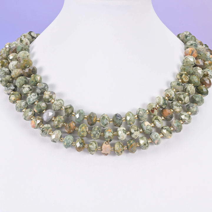 Snake Skin Jasper Faceted Rondelle Beads Size 6x10mm Jewelry Making 15.5 Inch Strand