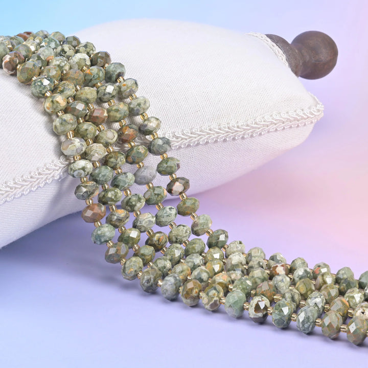 Snake Skin Jasper Faceted Rondelle Beads Size 6x10mm Jewelry Making 15.5 Inch Strand
