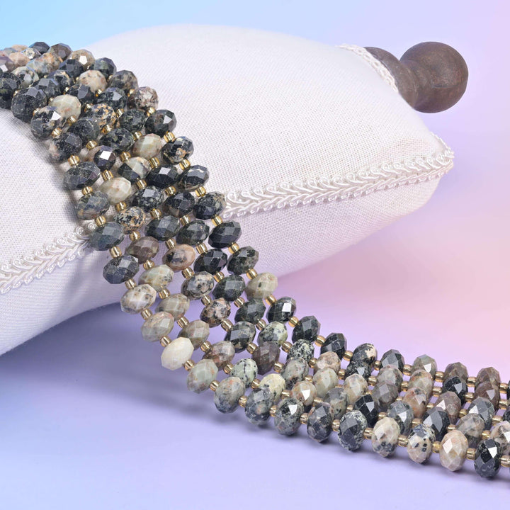 Old African Howlite Faceted Rondelle Beads Size 6x10mm Jewelry Making 15.5 Inch Strand