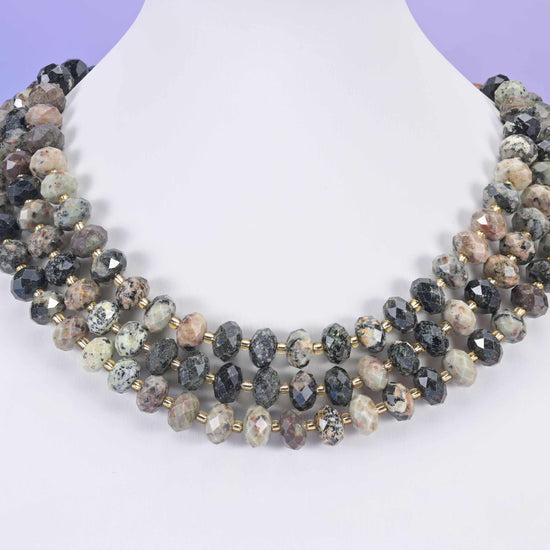 Old African Howlite Faceted Rondelle Beads Size 6x10mm Jewelry Making 15.5 Inch Strand