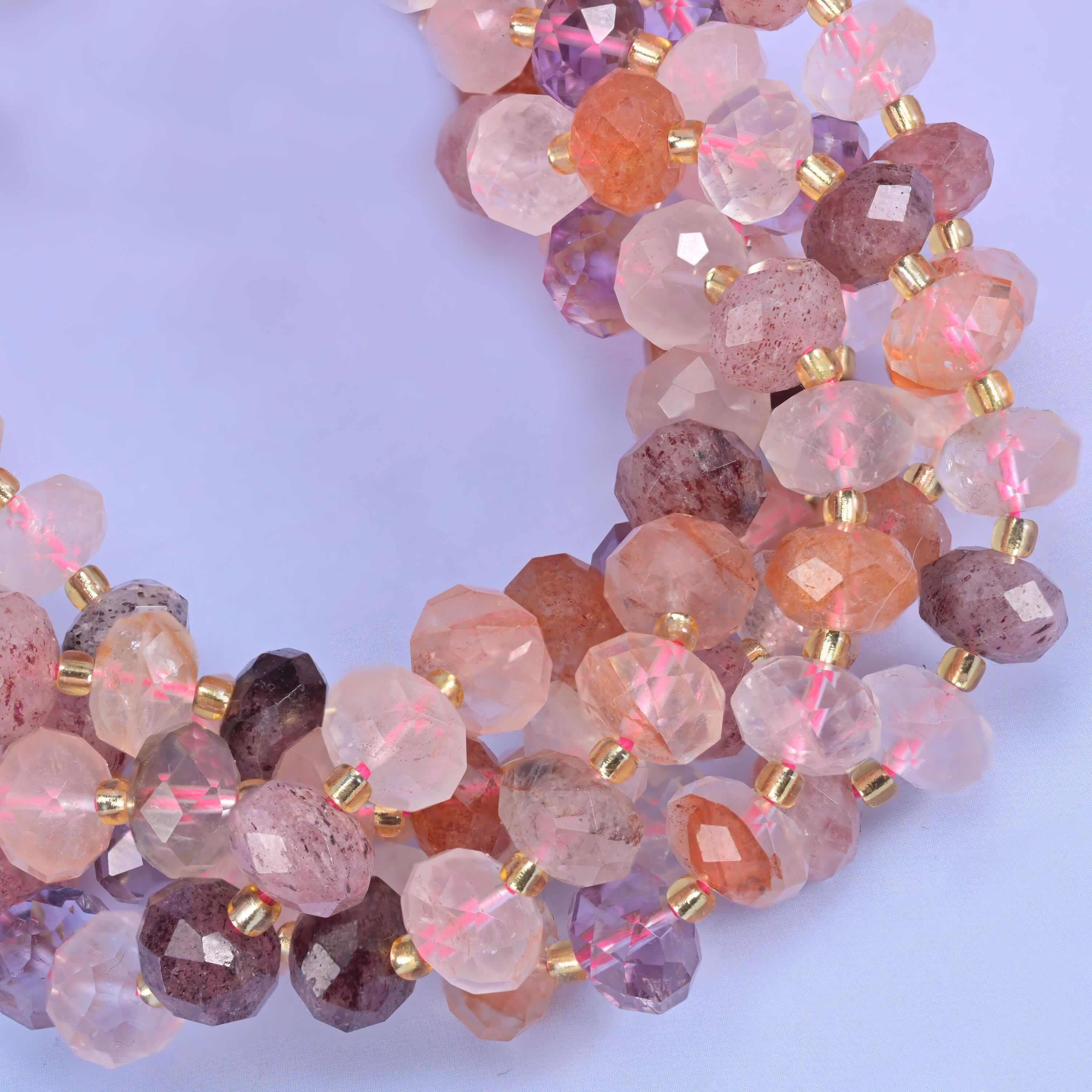 Strawberry Phantom Quartz Faceted Rondelle Beads Size 6x10mm Jewelry Making 15.5 Inch Strand