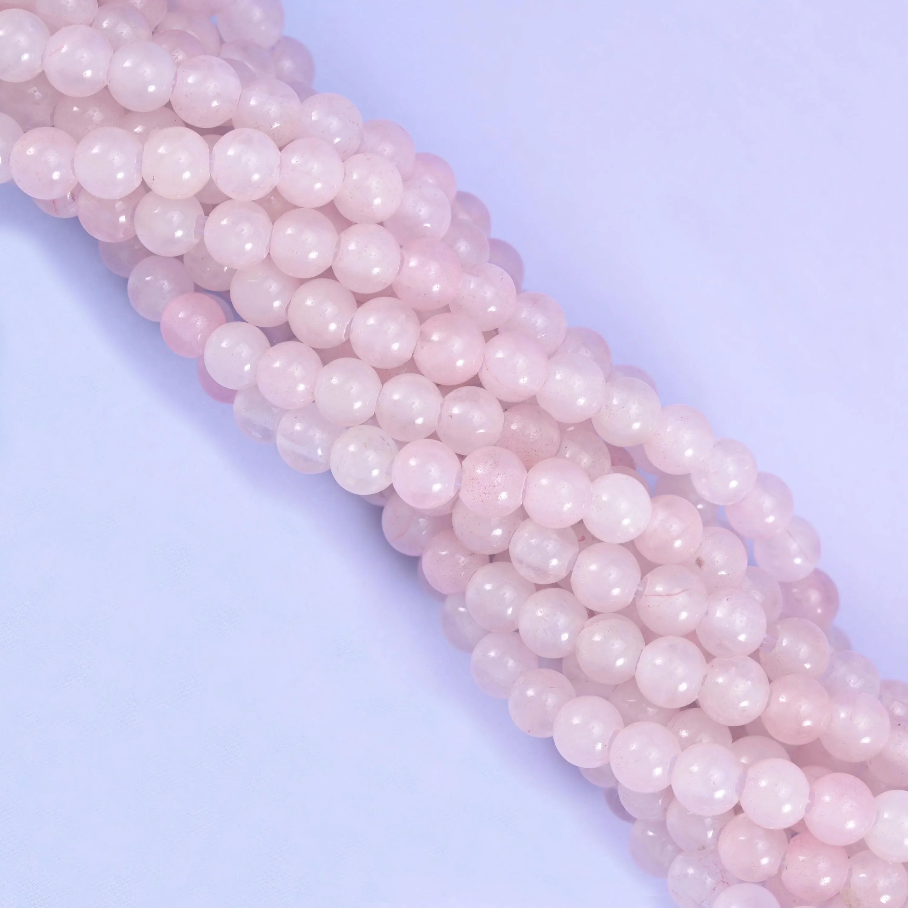 2-2.5mm Hole Rose Quartz Smooth Round Beads 6mm 8mm 10mm Jewelry Making 8 Inch Strand