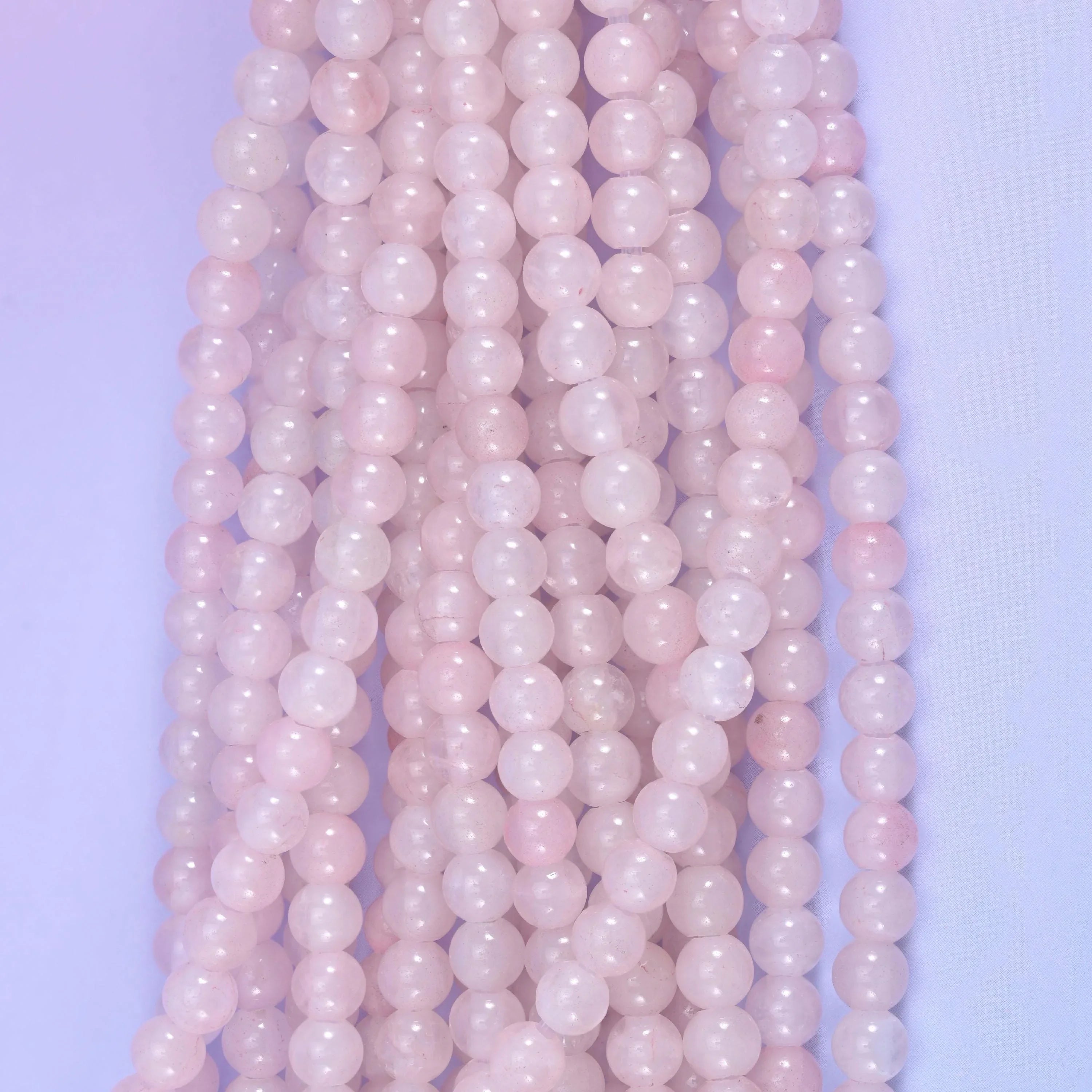 2-2.5mm Hole Rose Quartz Smooth Round Beads 6mm 8mm 10mm Jewelry Making 8 Inch Strand