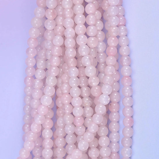 2-2.5mm Hole Rose Quartz Smooth Round Beads 6mm 8mm 10mm Jewelry Making 8 Inch Strand