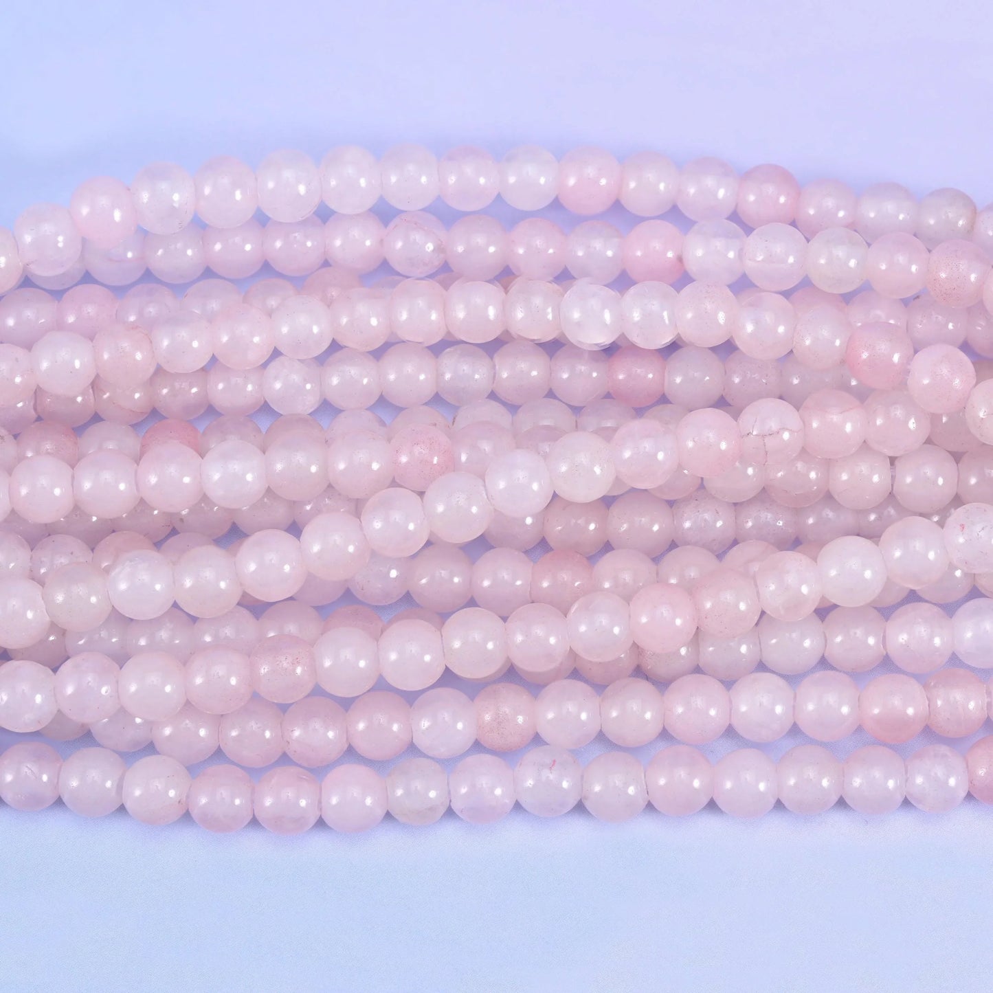 2-2.5mm Hole Rose Quartz Smooth Round Beads 6mm 8mm 10mm Jewelry Making 8 Inch Strand