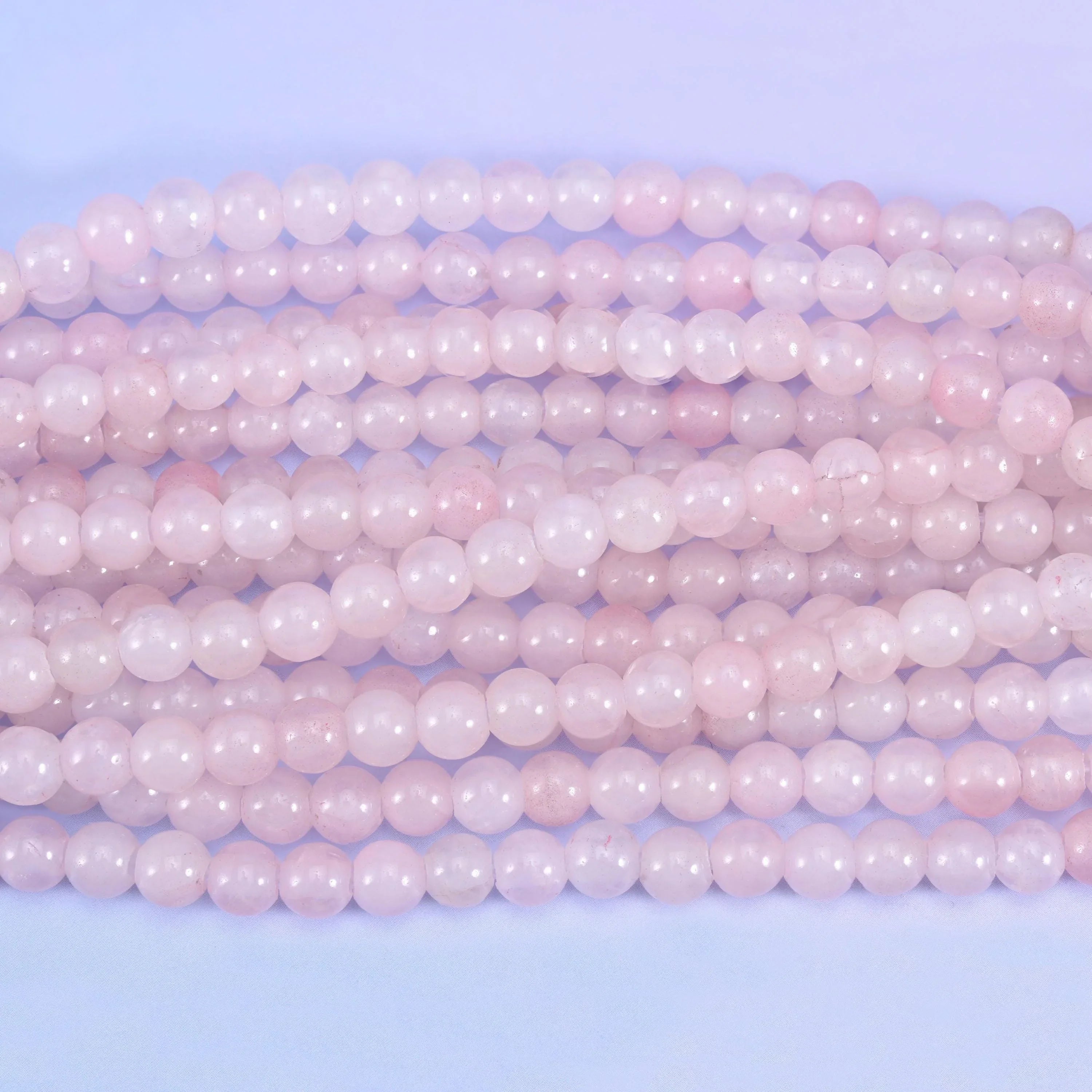 2-2.5mm Hole Rose Quartz Smooth Round Beads 6mm 8mm 10mm Jewelry Making 8 Inch Strand