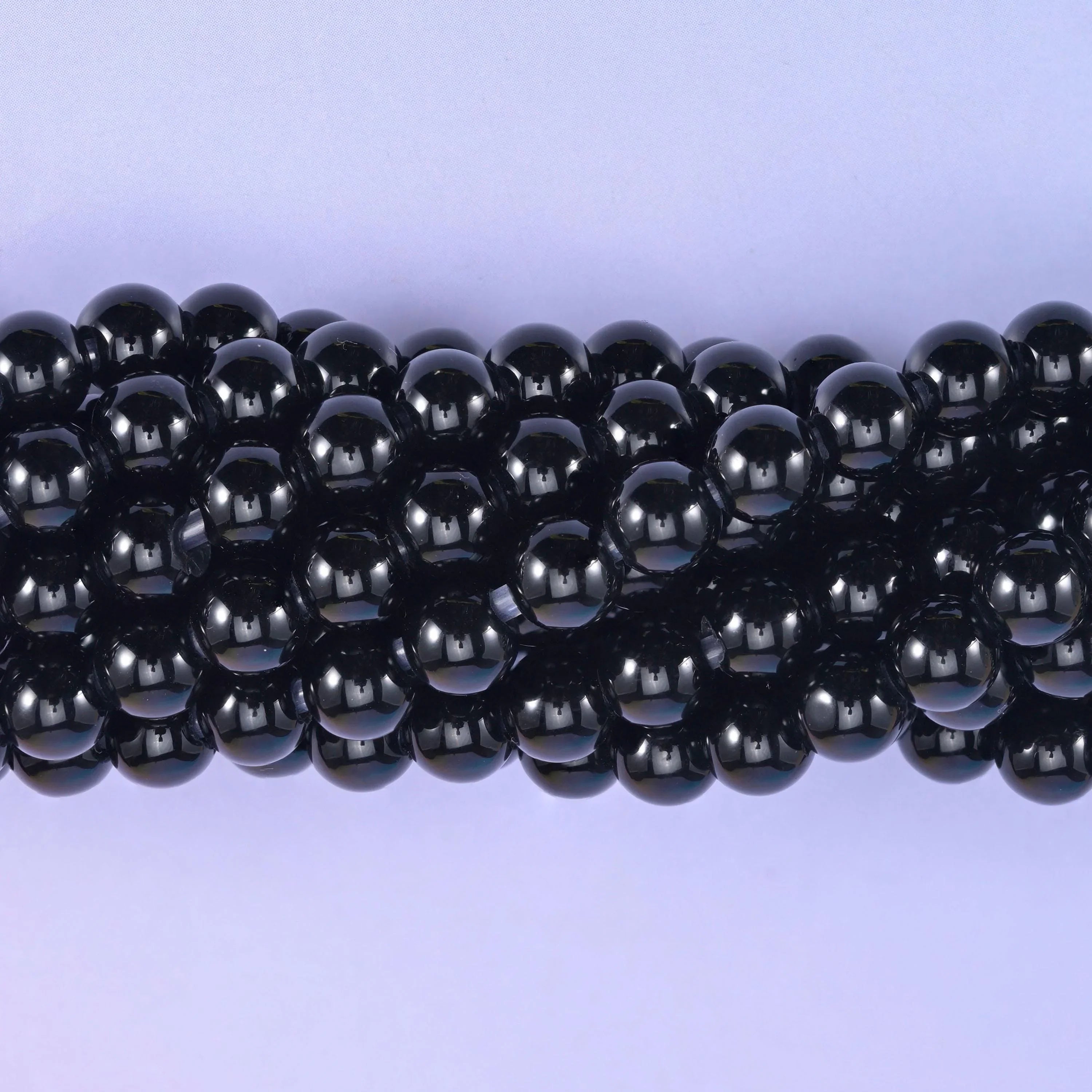 2-2.5mm Hole Black Onyx Smooth Round Beads 6mm 8mm 10mm Jewelry Making 8 Inch Strand