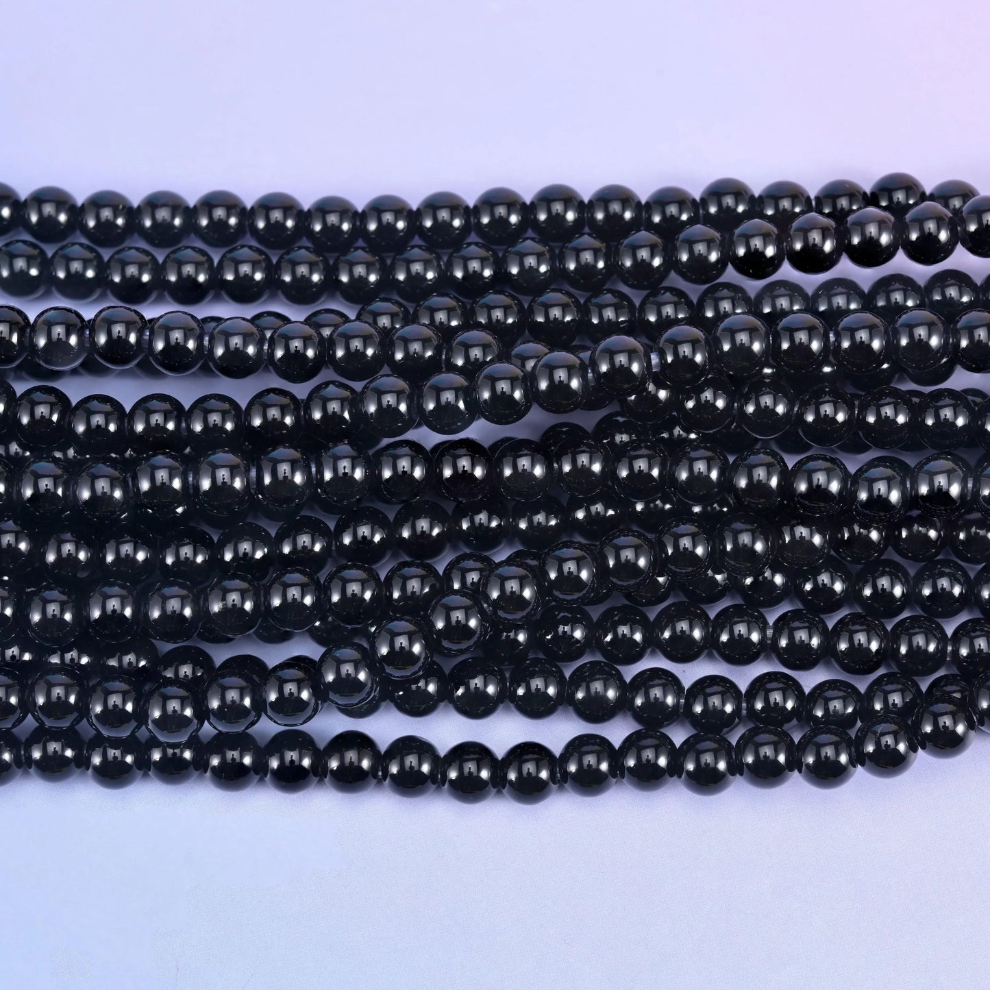 2-2.5mm Hole Black Onyx Smooth Round Beads 6mm 8mm 10mm Jewelry Making 8 Inch Strand