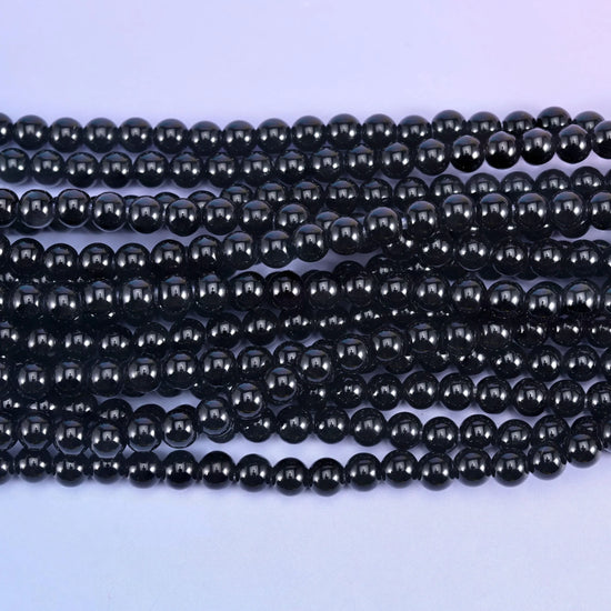 2-2.5mm Hole Black Onyx Smooth Round Beads 6mm 8mm 10mm Jewelry Making 8 Inch Strand
