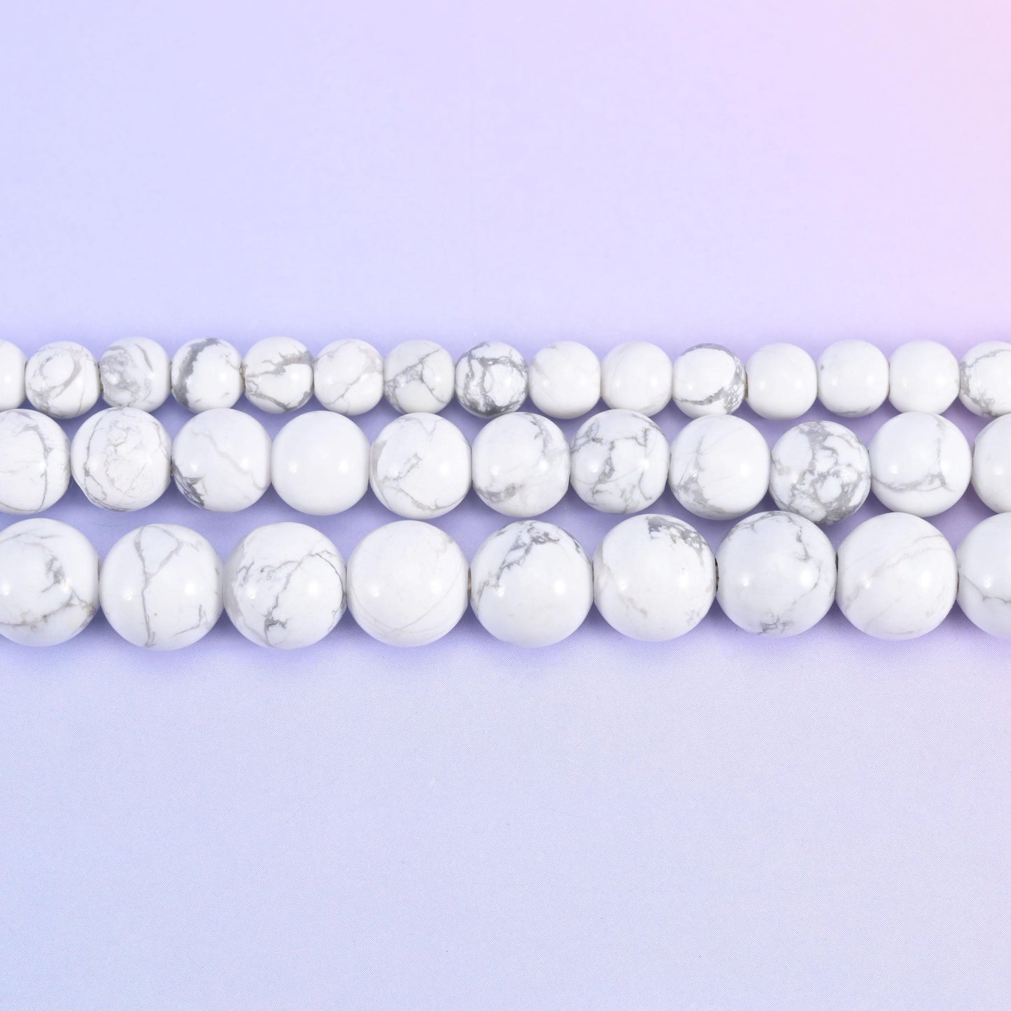 2-2.5mm Hole White Howlite Smooth Round Beads 6mm 8mm 10mm Jewelry Making 8 Inch Strand