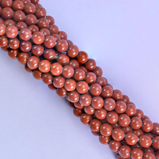 2-2.5mm Hole Red Jasper Smooth Round Beads 6mm 8mm 10mm Jewelry Making 8 Inch Strand