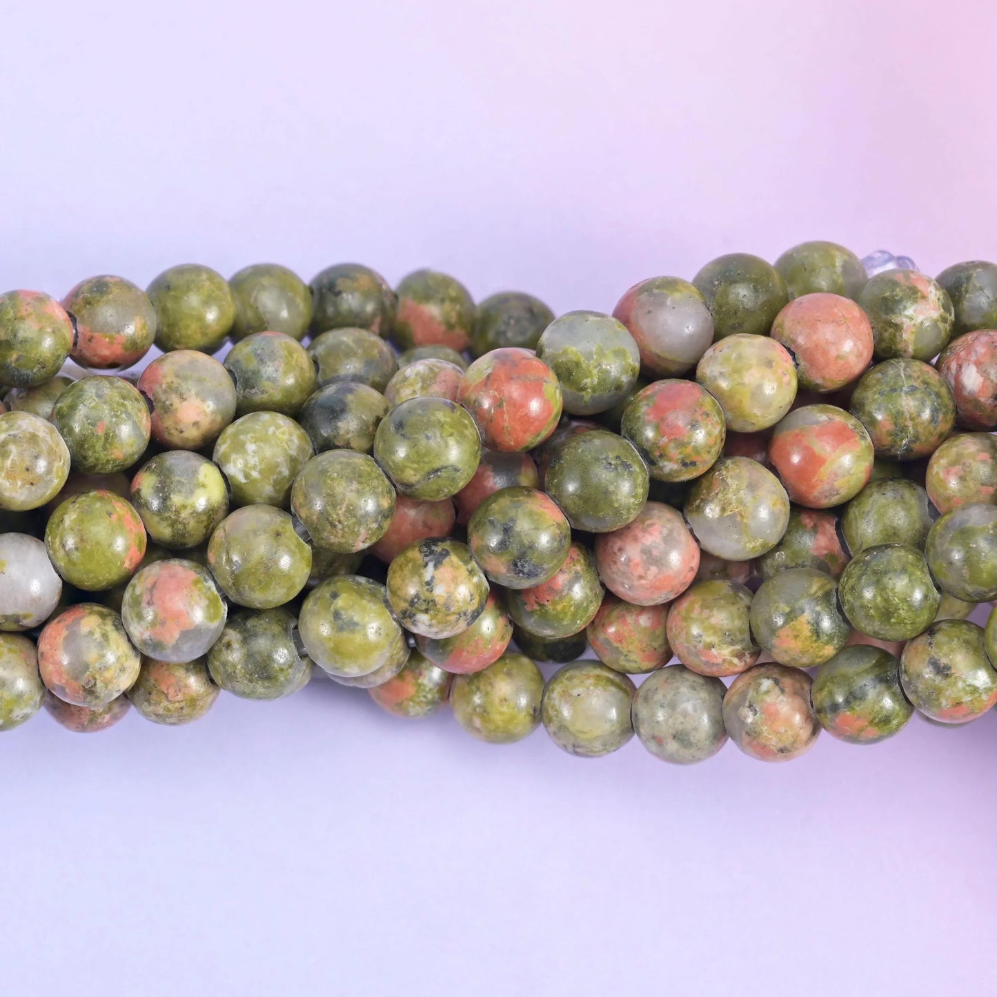 2-2.5mm Hole Unakite Smooth Round Beads 6mm 8mm 10mm Jewelry Making 8 Inch Strand
