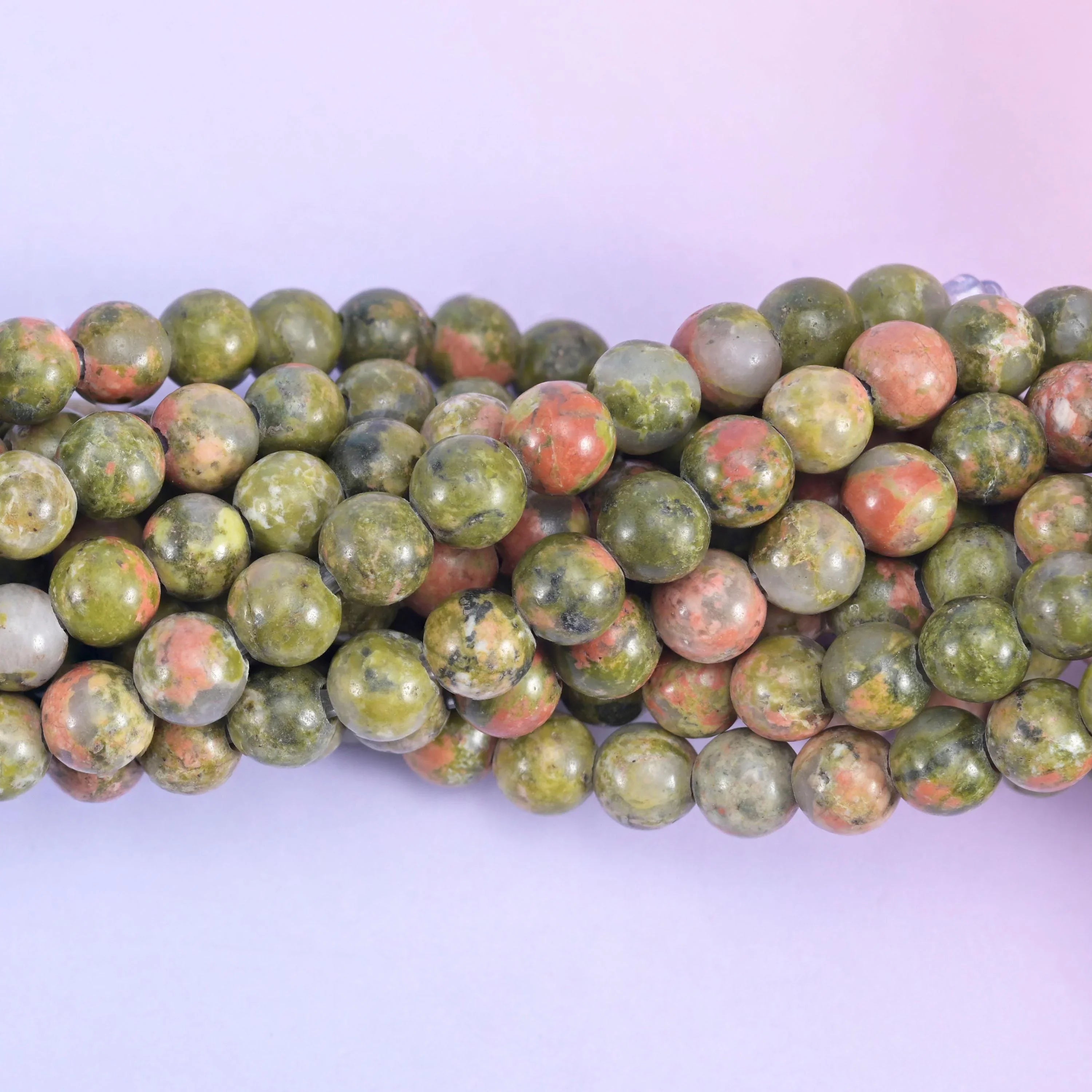 2-2.5mm Hole Unakite Smooth Round Beads 6mm 8mm 10mm Jewelry Making 8 Inch Strand