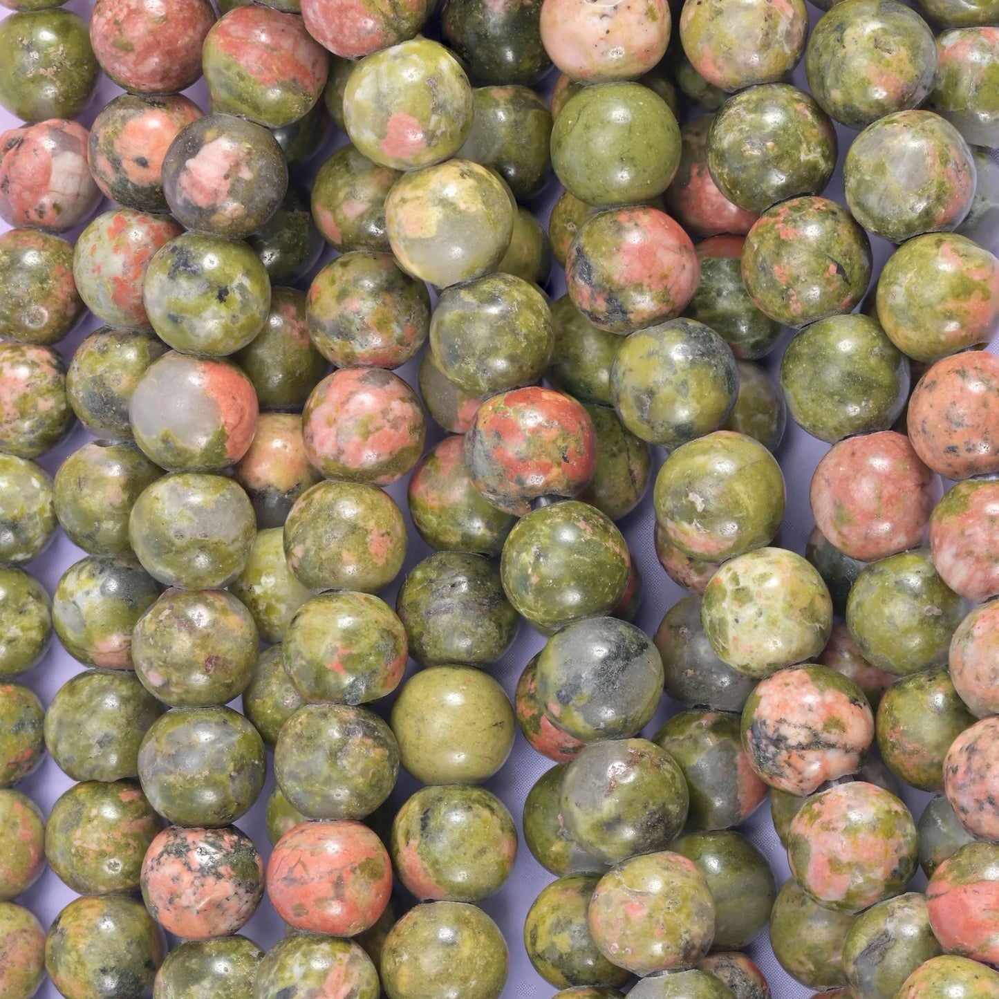 2-2.5mm Hole Unakite Smooth Round Beads 6mm 8mm 10mm Jewelry Making 8 Inch Strand