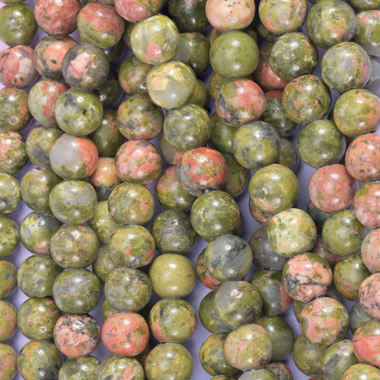 2-2.5mm Hole Unakite Smooth Round Beads 6mm 8mm 10mm Jewelry Making 8 Inch Strand