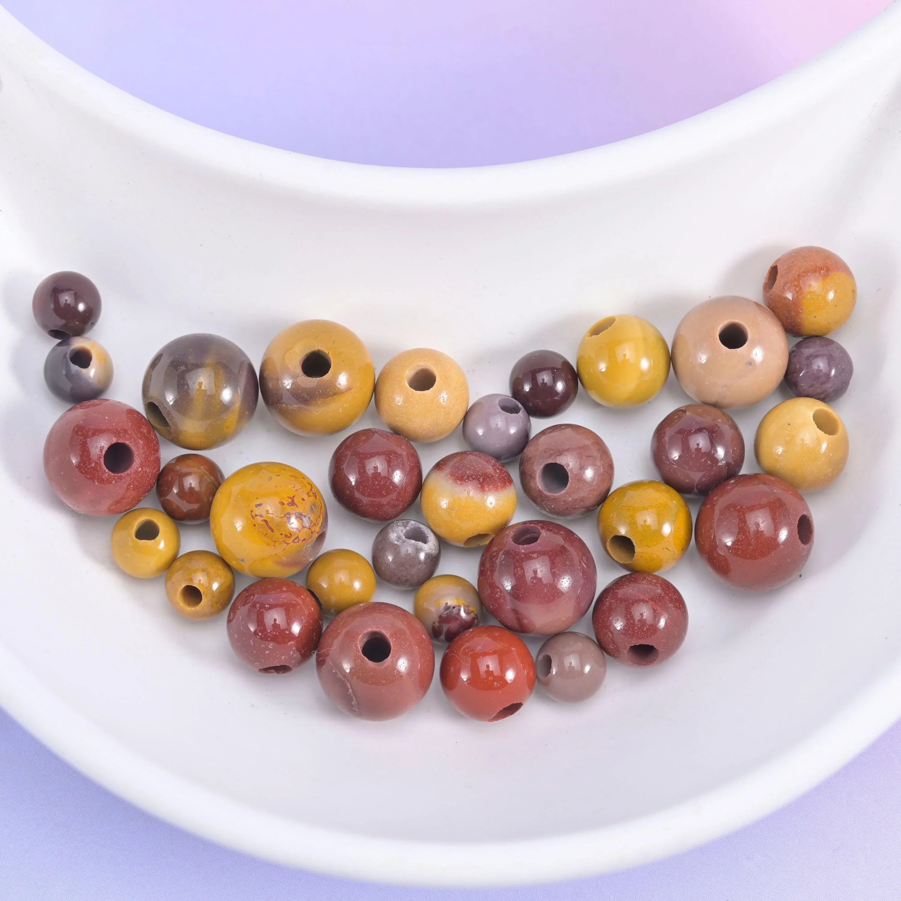 2-2.5mm Hole Mookaite Jasper Smooth Round Beads 6mm 8mm 10mm Jewelry Making 8 Inch Strand