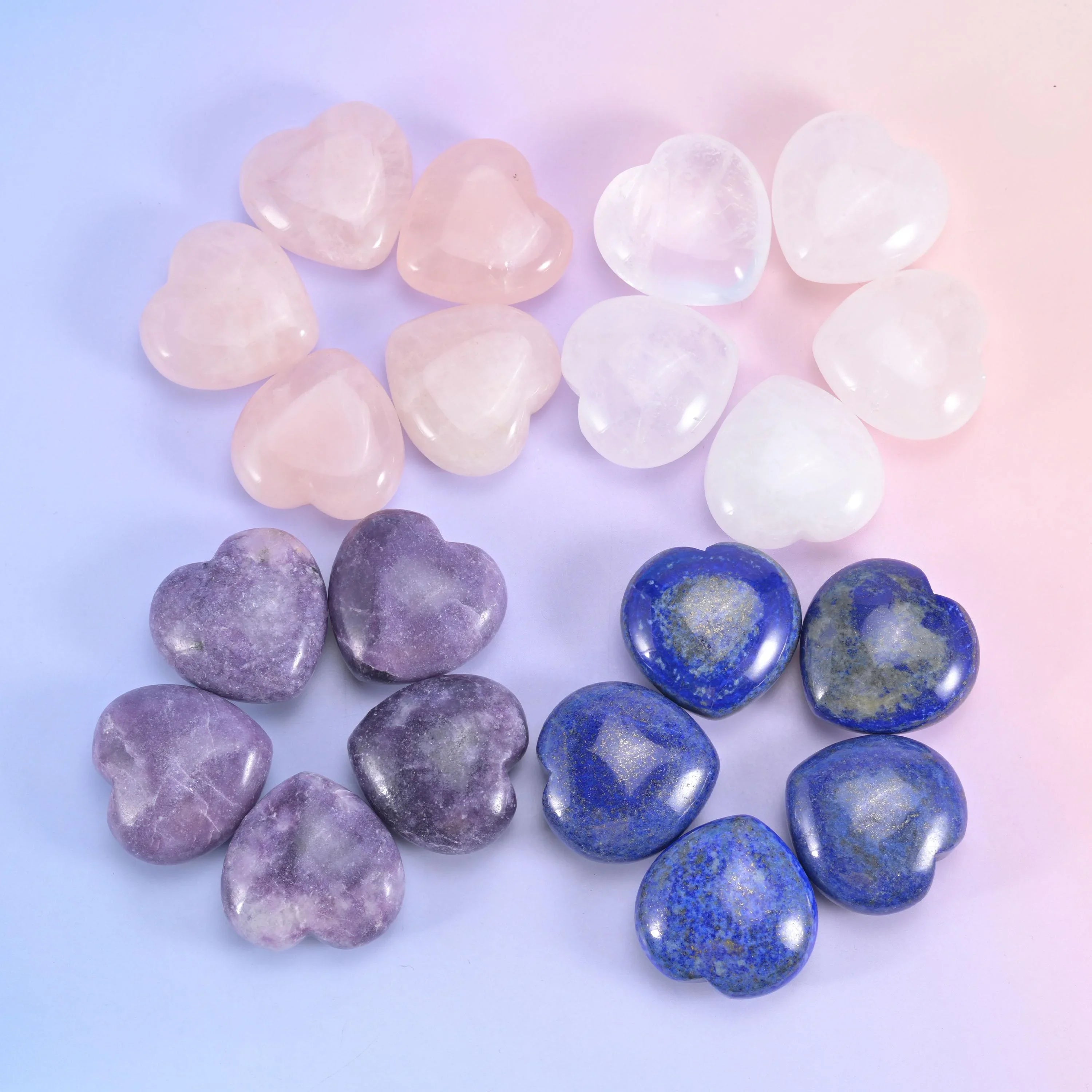 40mm Gemstone Heart Polished Healing Crystal Heart Pocket Stone DIY Gemstone Heart No Hole