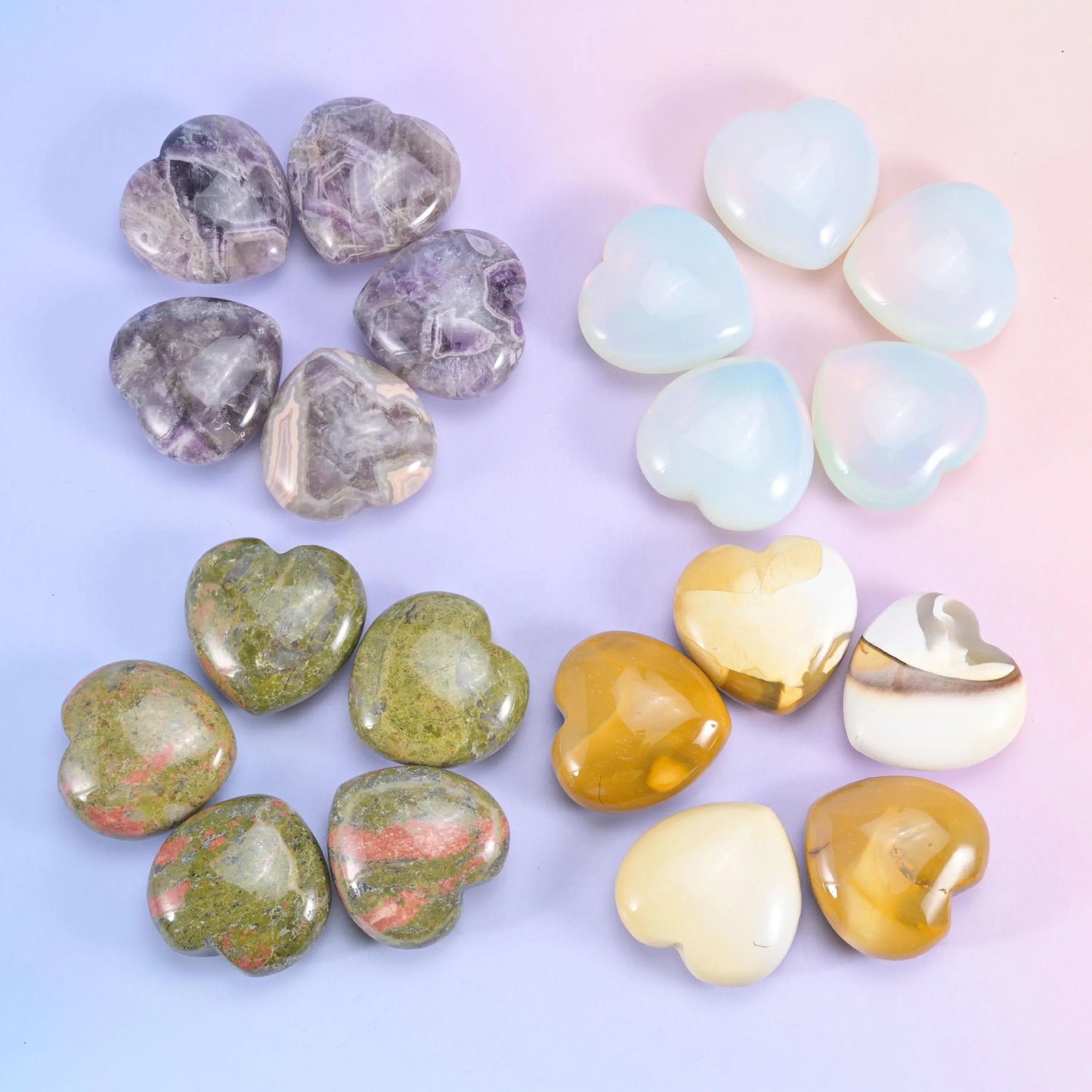 40mm Gemstone Heart Polished Healing Crystal Heart Pocket Stone DIY Gemstone Heart No Hole