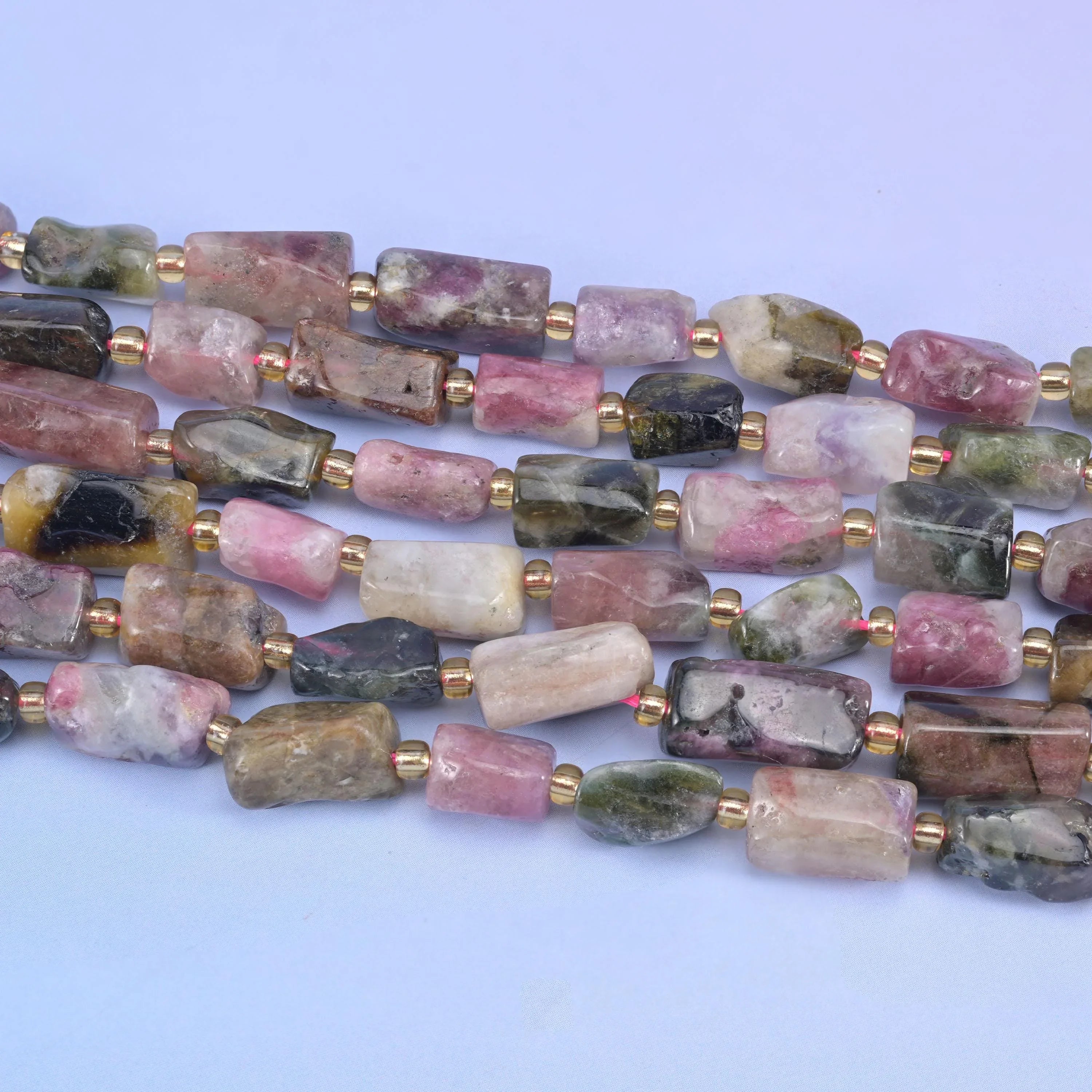 Tourmaline Faceted Tube Beads Size Varies Jewelry Making 15.5 Inch Strand