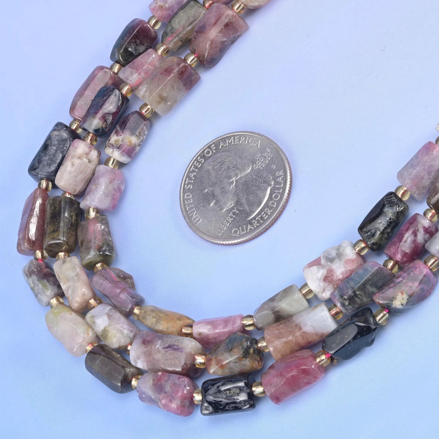 Tourmaline Faceted Tube Beads Size Varies Jewelry Making 15.5 Inch Strand