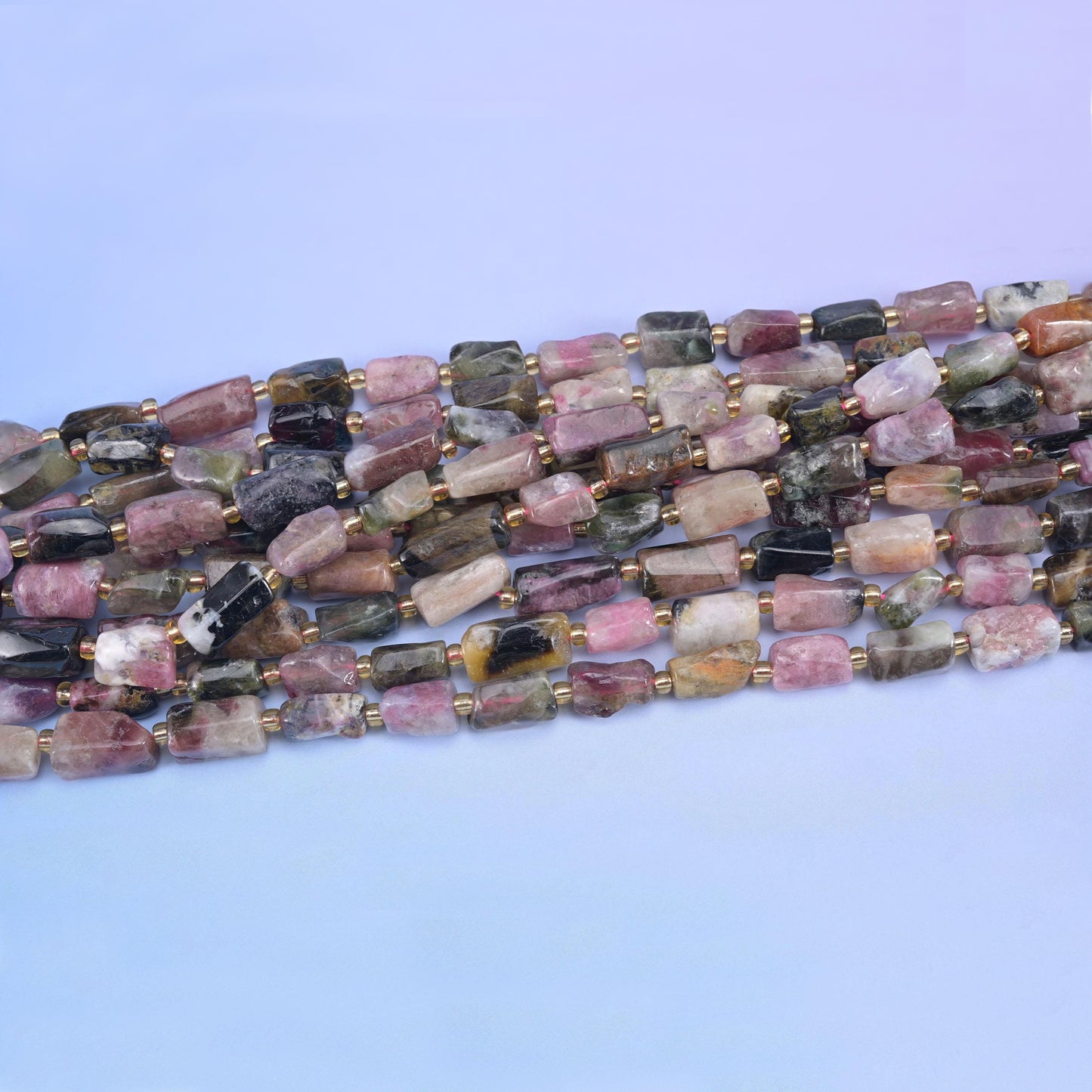 Tourmaline Faceted Tube Beads Size Varies Jewelry Making 15.5 Inch Strand