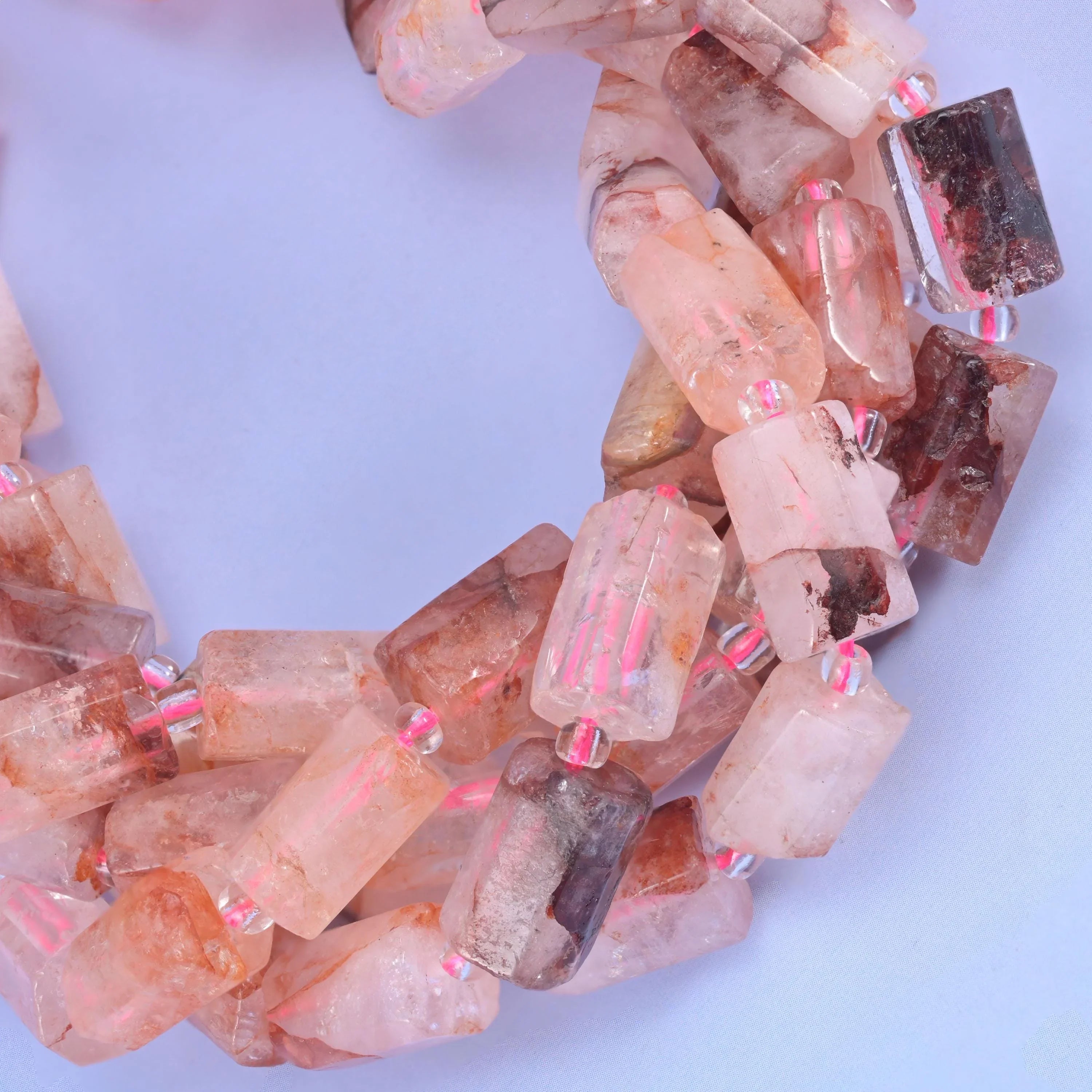 Red Hematoid Faceted Tube Beads Size 12x8mm Jewelry Making 15.5 Inch Strand