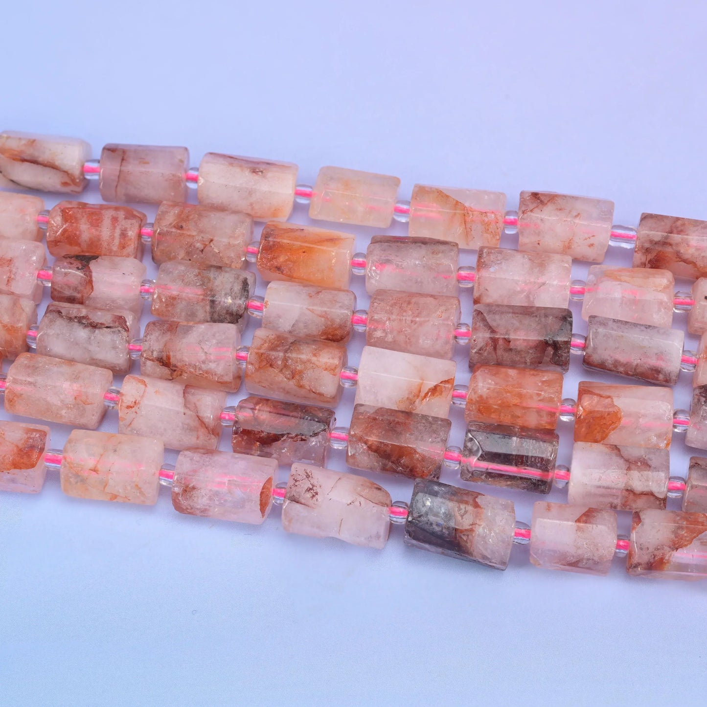 Red Hematoid Faceted Tube Beads Size 12x8mm Jewelry Making 15.5 Inch Strand