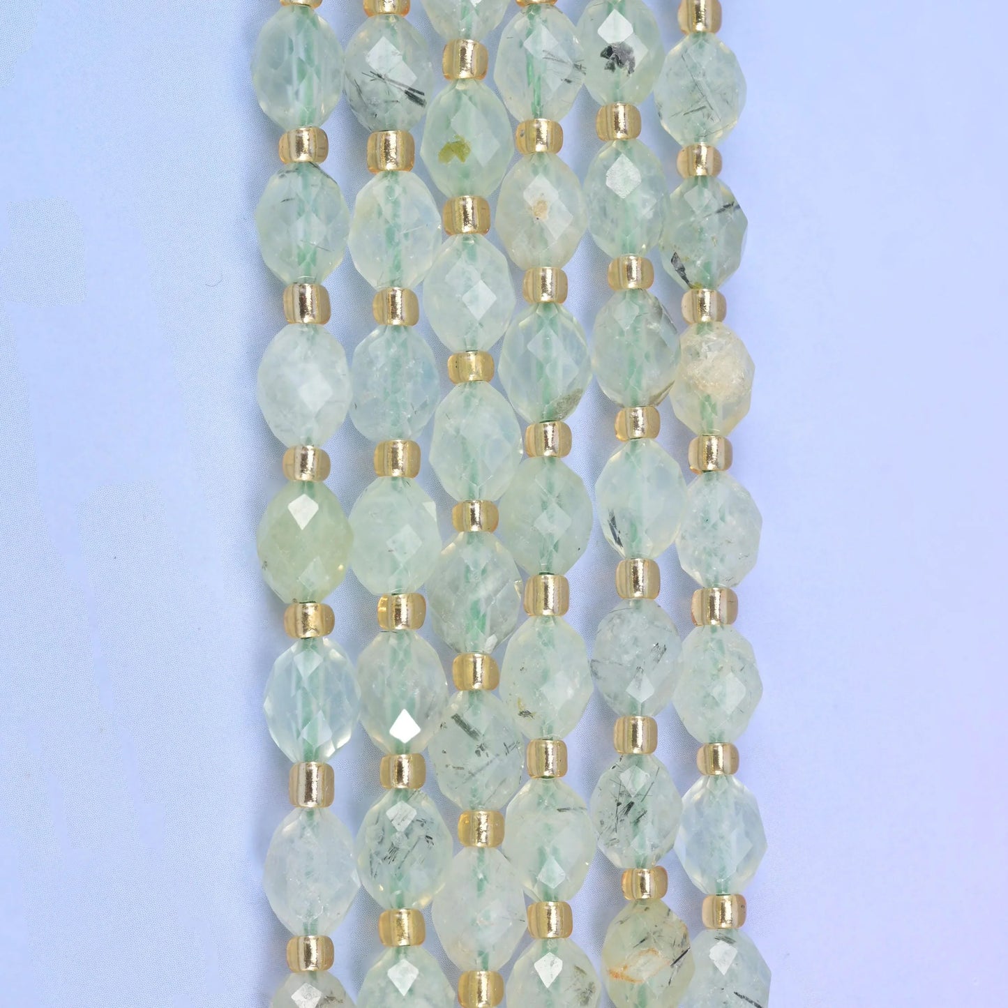 Light Green Prehnite Faceted Rice Barrel Beads Size 6x8mm Jewelry Making 15.5 Inch Strand