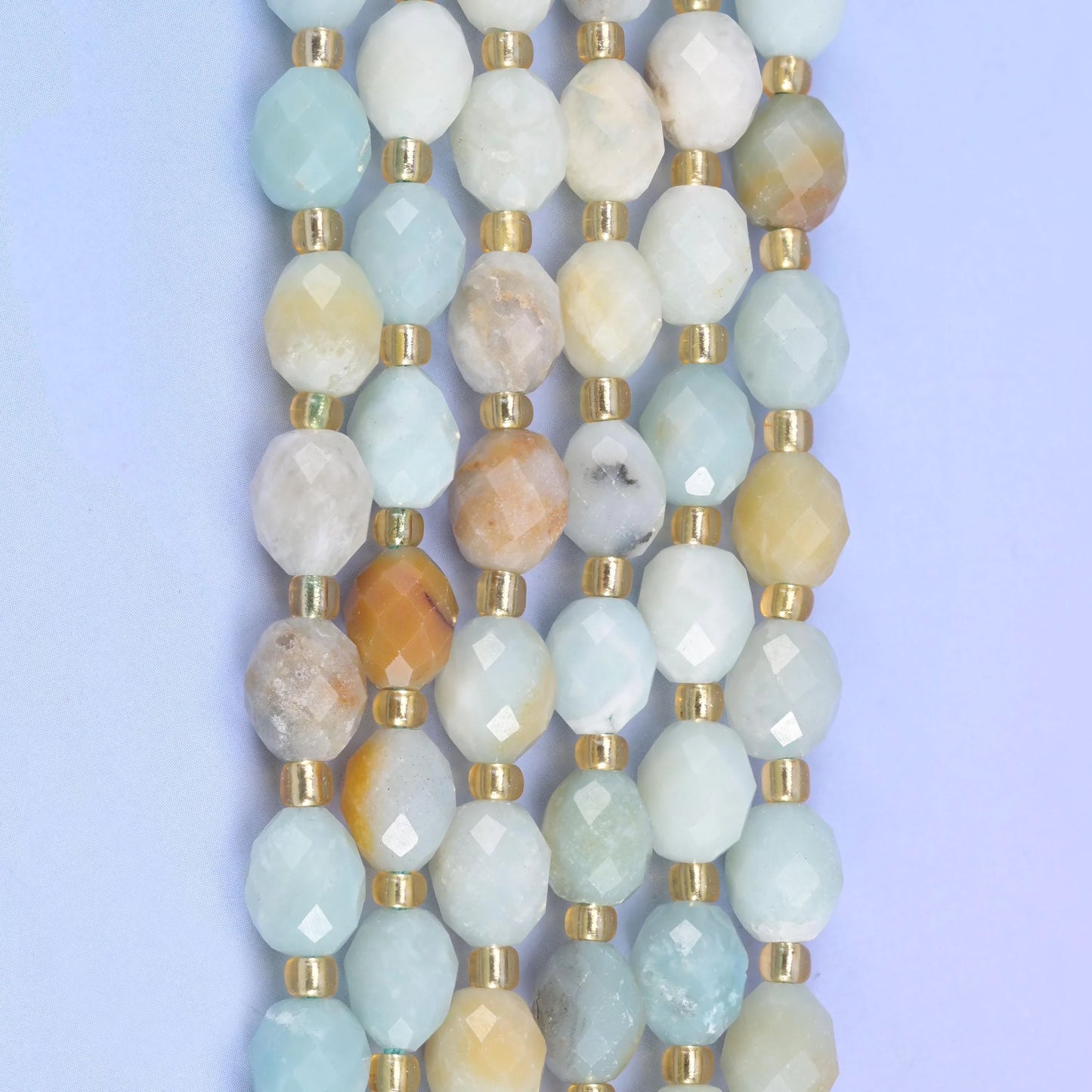 Multi-Color Amazonite Faceted Rice Barrel Beads Size 6x8mm Jewelry Making 15.5 Inch Strand