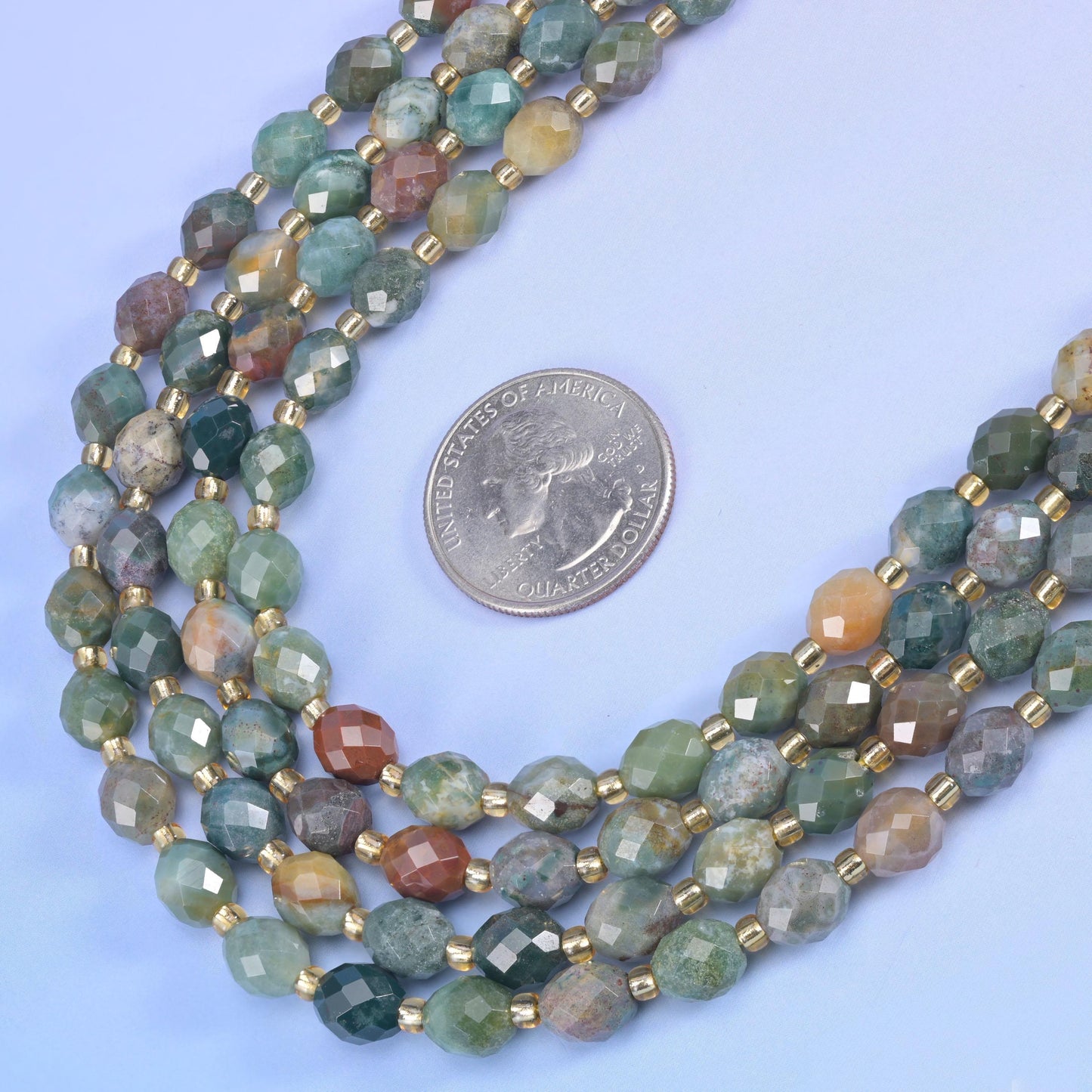 Indian Agate Faceted Rice Barrel Beads Size 6x8mm Jewelry Making 15.5 Inch Strand