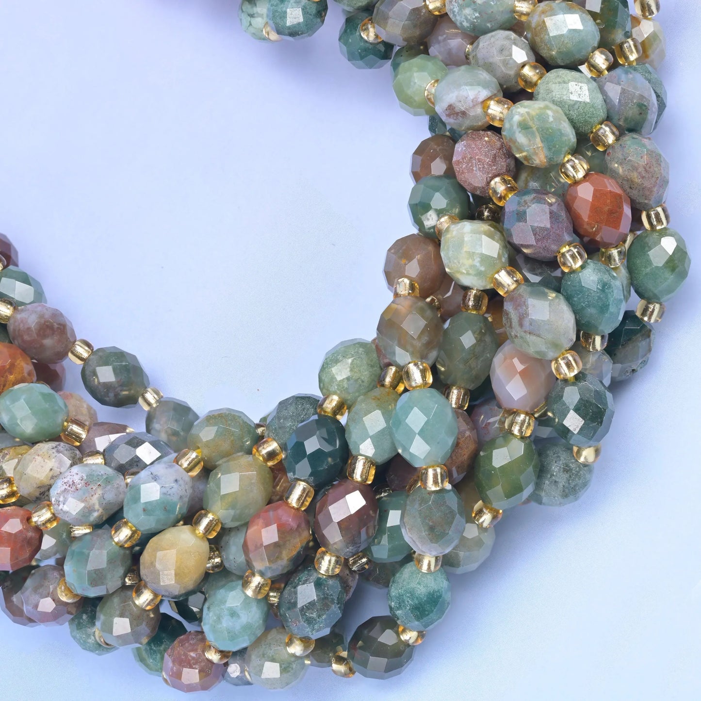 Indian Agate Faceted Rice Barrel Beads Size 6x8mm Jewelry Making 15.5 Inch Strand