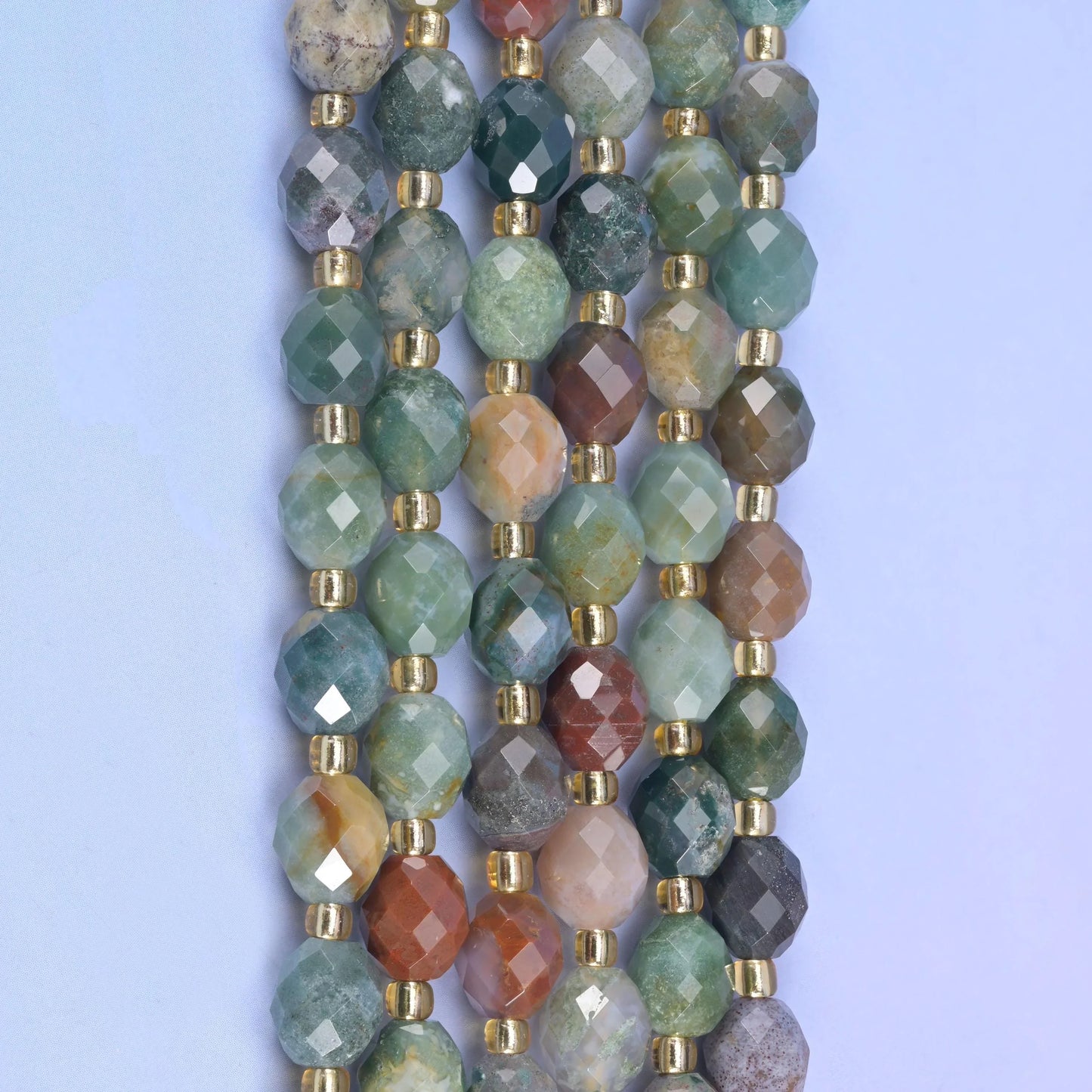 Indian Agate Faceted Rice Barrel Beads Size 6x8mm Jewelry Making 15.5 Inch Strand