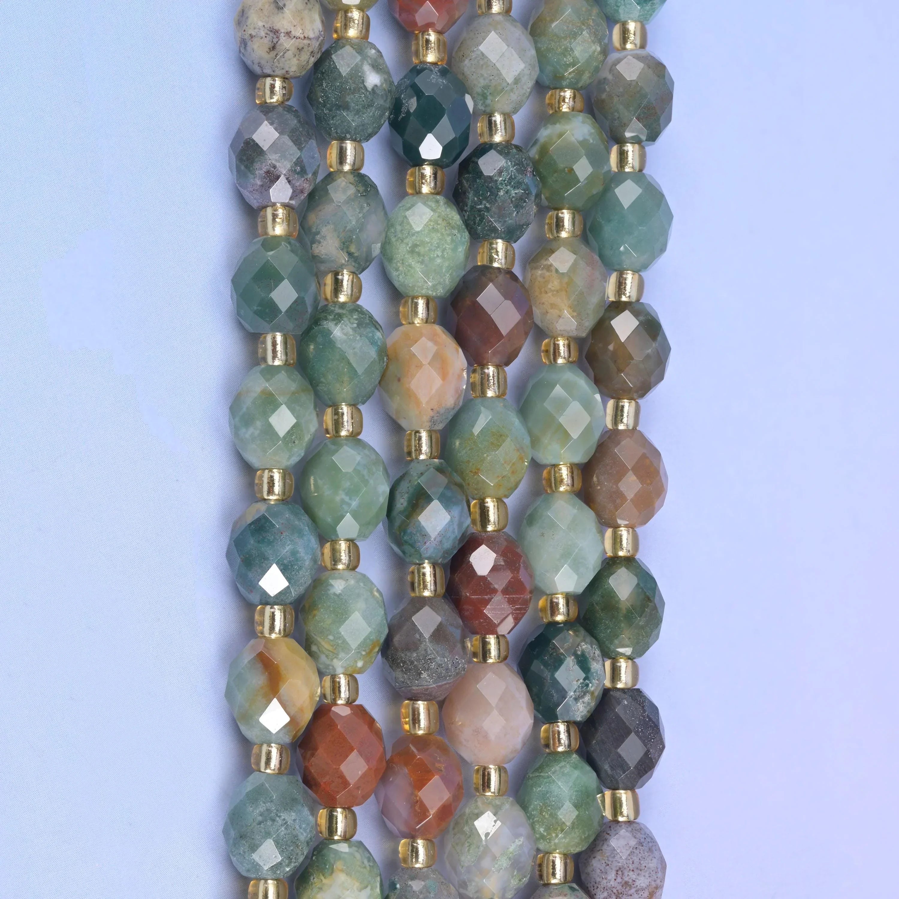 Indian Agate Faceted Rice Barrel Beads Size 6x8mm Jewelry Making 15.5 Inch Strand
