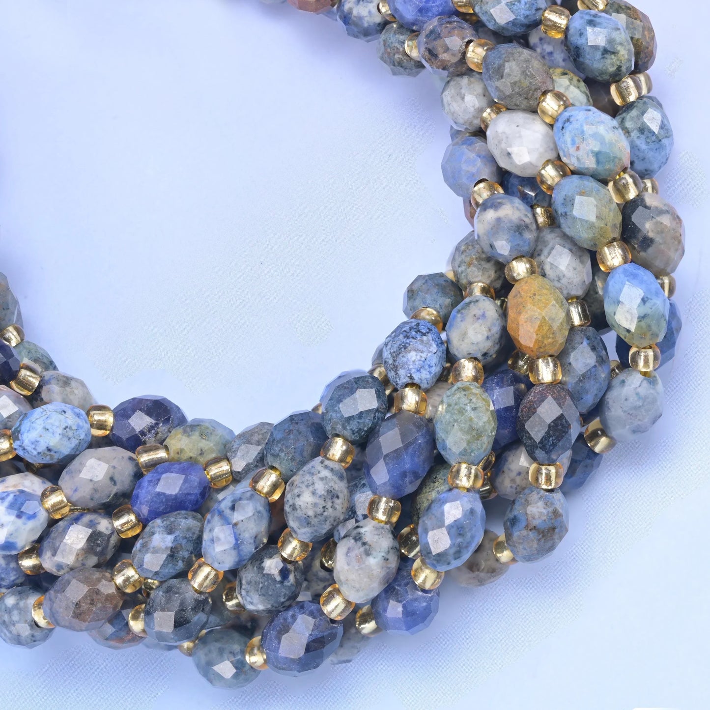 Sunset Dumortierite Faceted Rice Barrel Beads Size 6x8mm Jewelry Making 15.5 Inch Strand