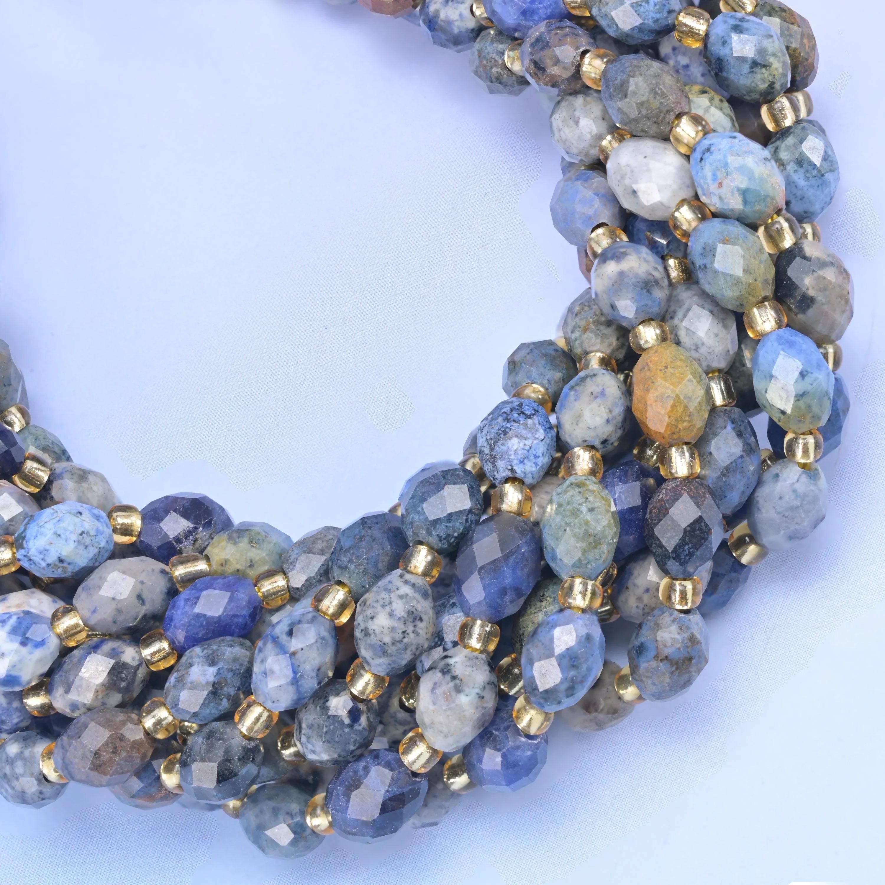 Sunset Dumortierite Faceted Rice Barrel Beads Size 6x8mm Jewelry Making 15.5 Inch Strand