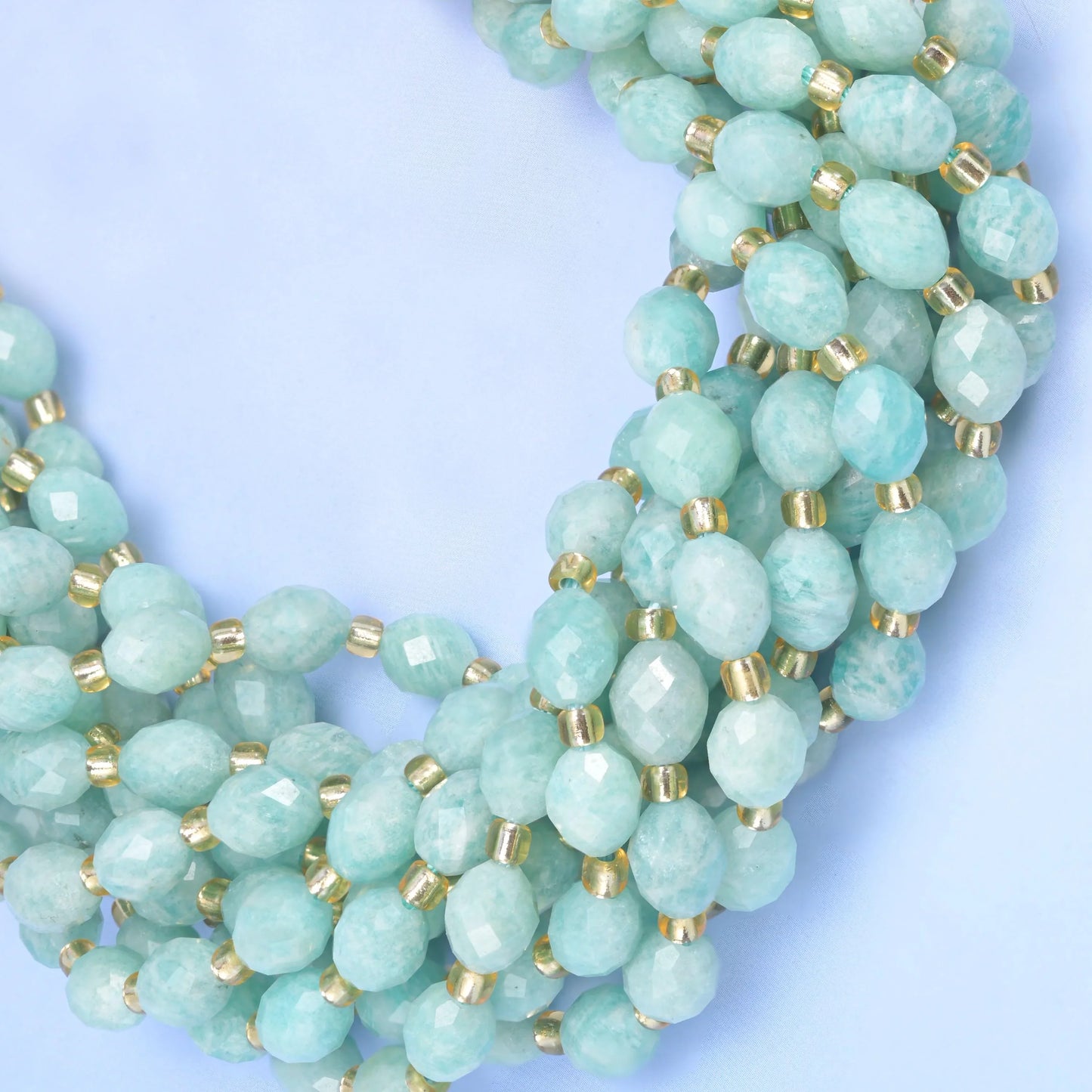 Green Amazonite Faceted Rice Barrel Beads Size 6x8mm Jewelry Making 15.5 Inch Strand