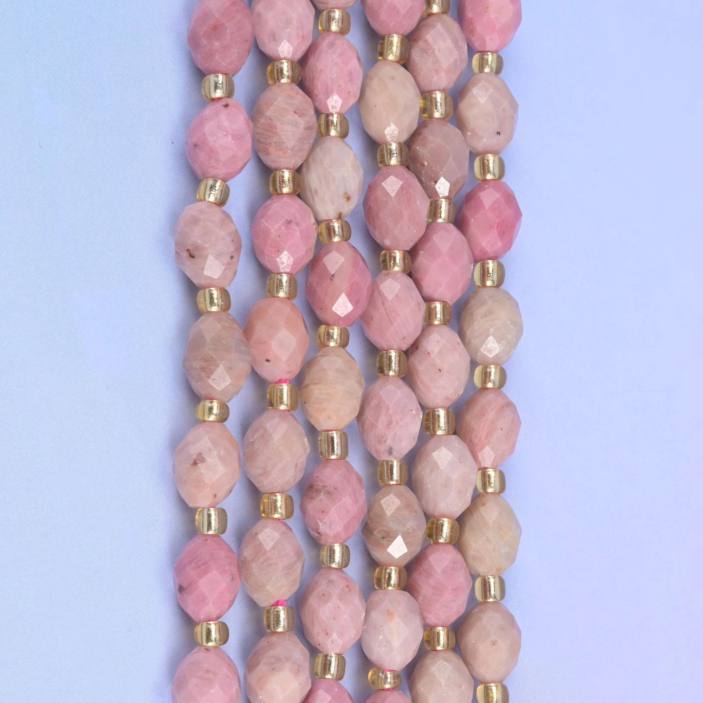 Pink Rhodonite Faceted Rice Barrel Beads Size 6x8mm Jewelry Making 15.5 Inch Strand