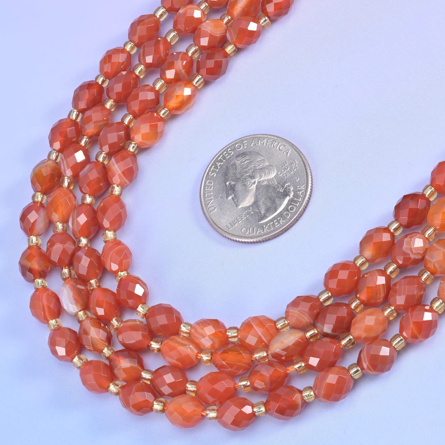 Dyed Red Strip Agate Faceted Rice Barrel Beads Size 6x8mm Jewelry Making 15.5 Inch Strand